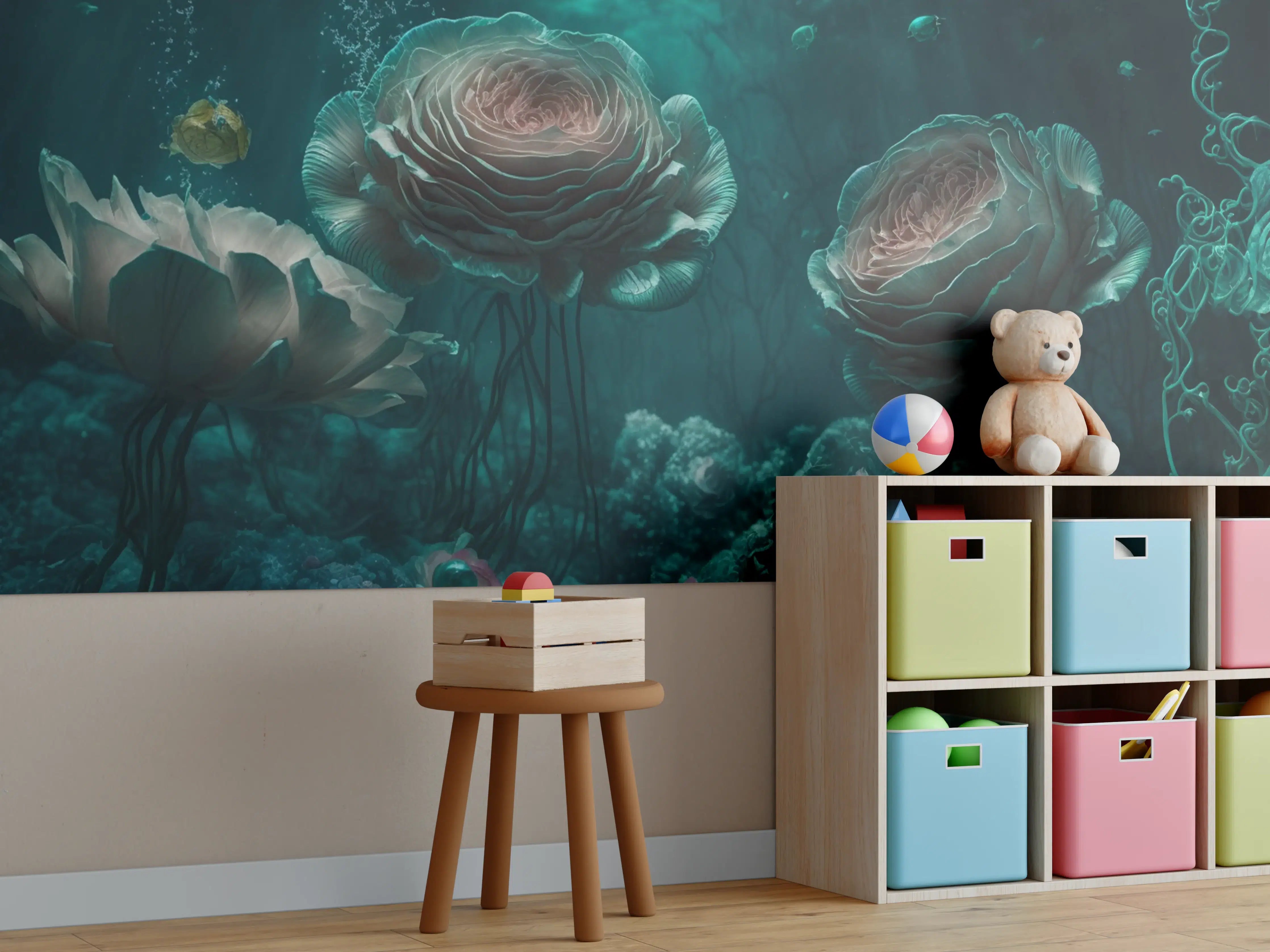 Kinderzimmer Wandgestaltung - Meereswelt mit Quallen