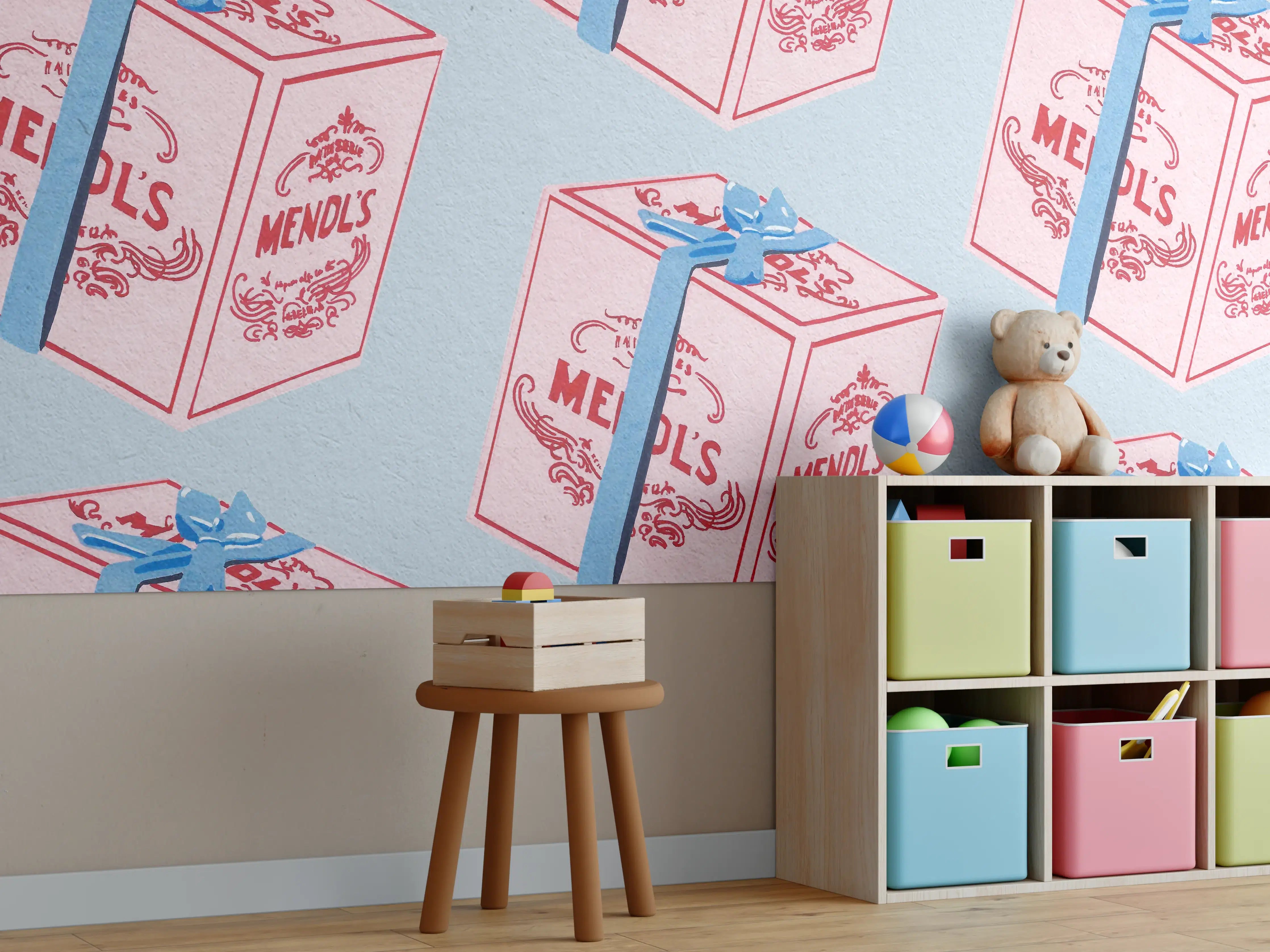 Kinderzimmer Wandgestaltung - Mendl's Vintage Box Muster