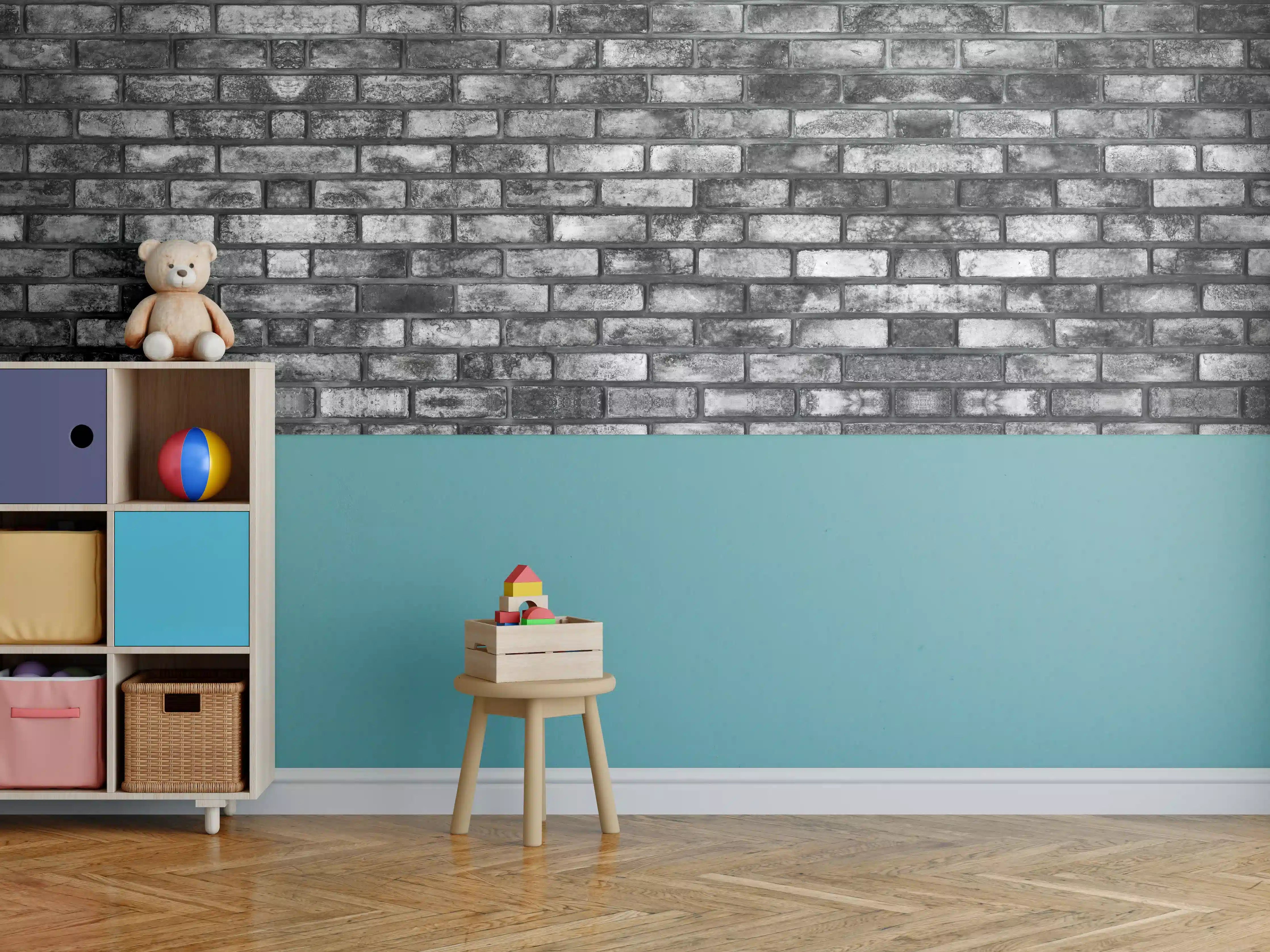 Kinderzimmer Wandgestaltung - Metallische Steinstruktur