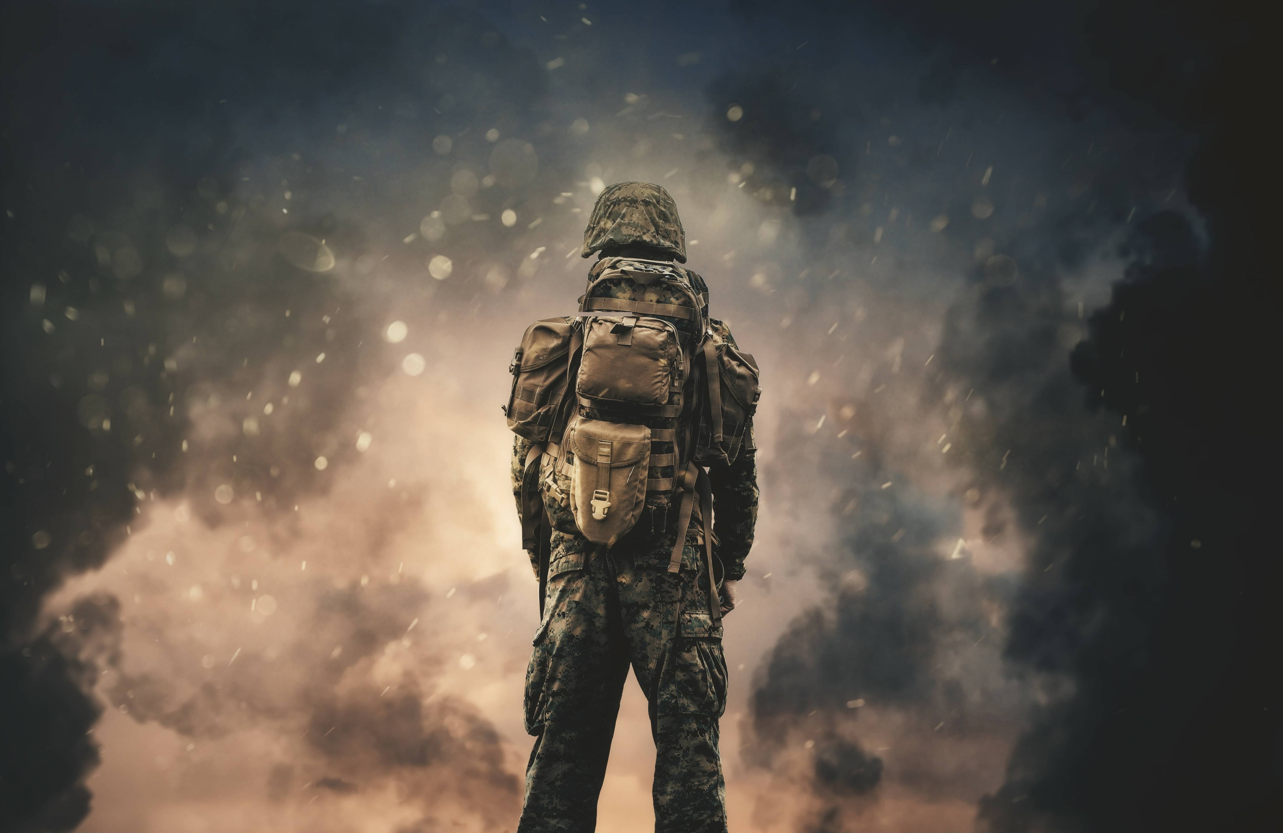 Kinderzimmer Wandgestaltung-Militärsoldat zwischen Rauch und Staub