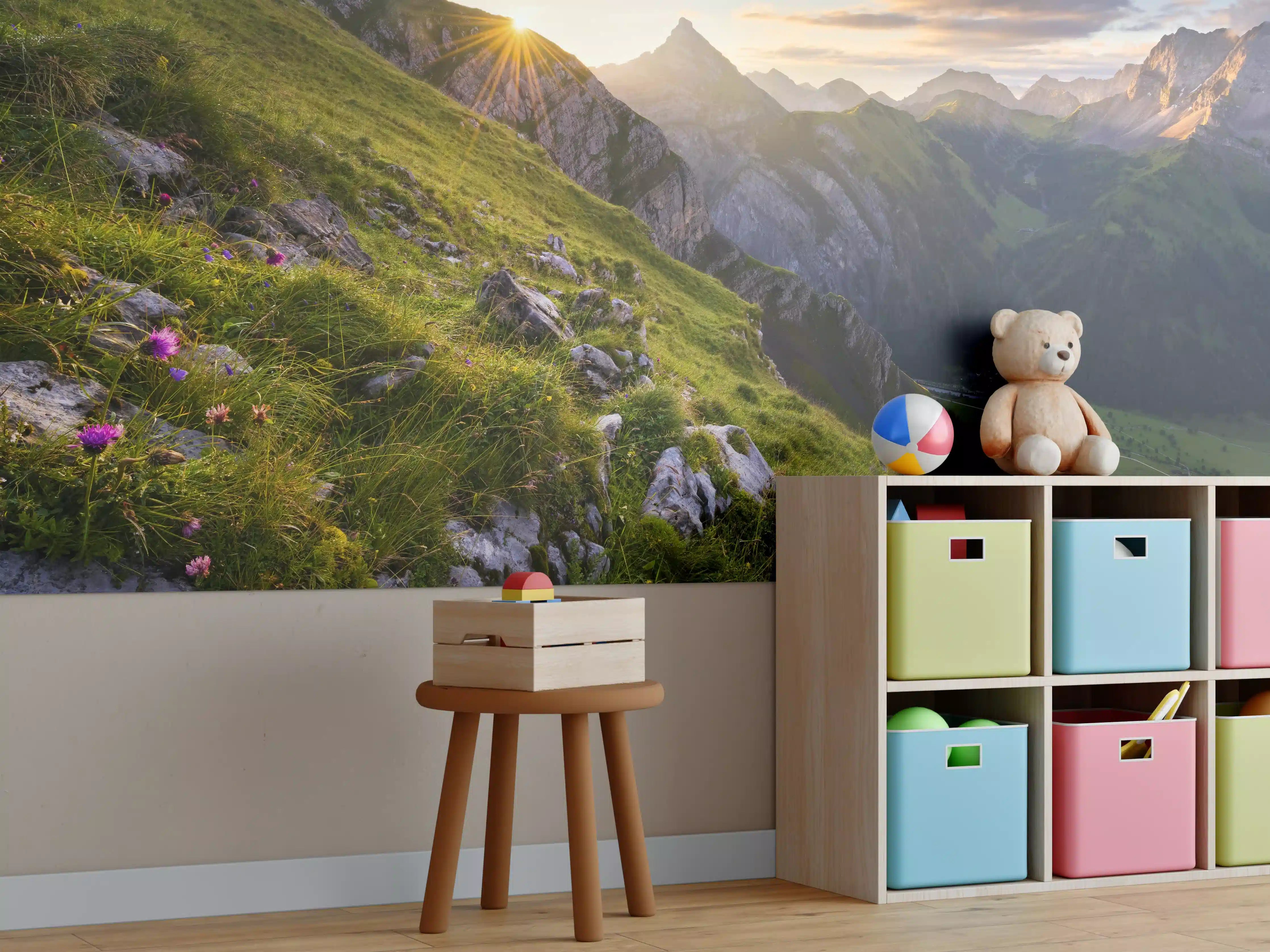 Kinderzimmer Wandgestaltung - Minimalistisches Grau-Weißes Töpferwerkzeug-Set für Kreativität