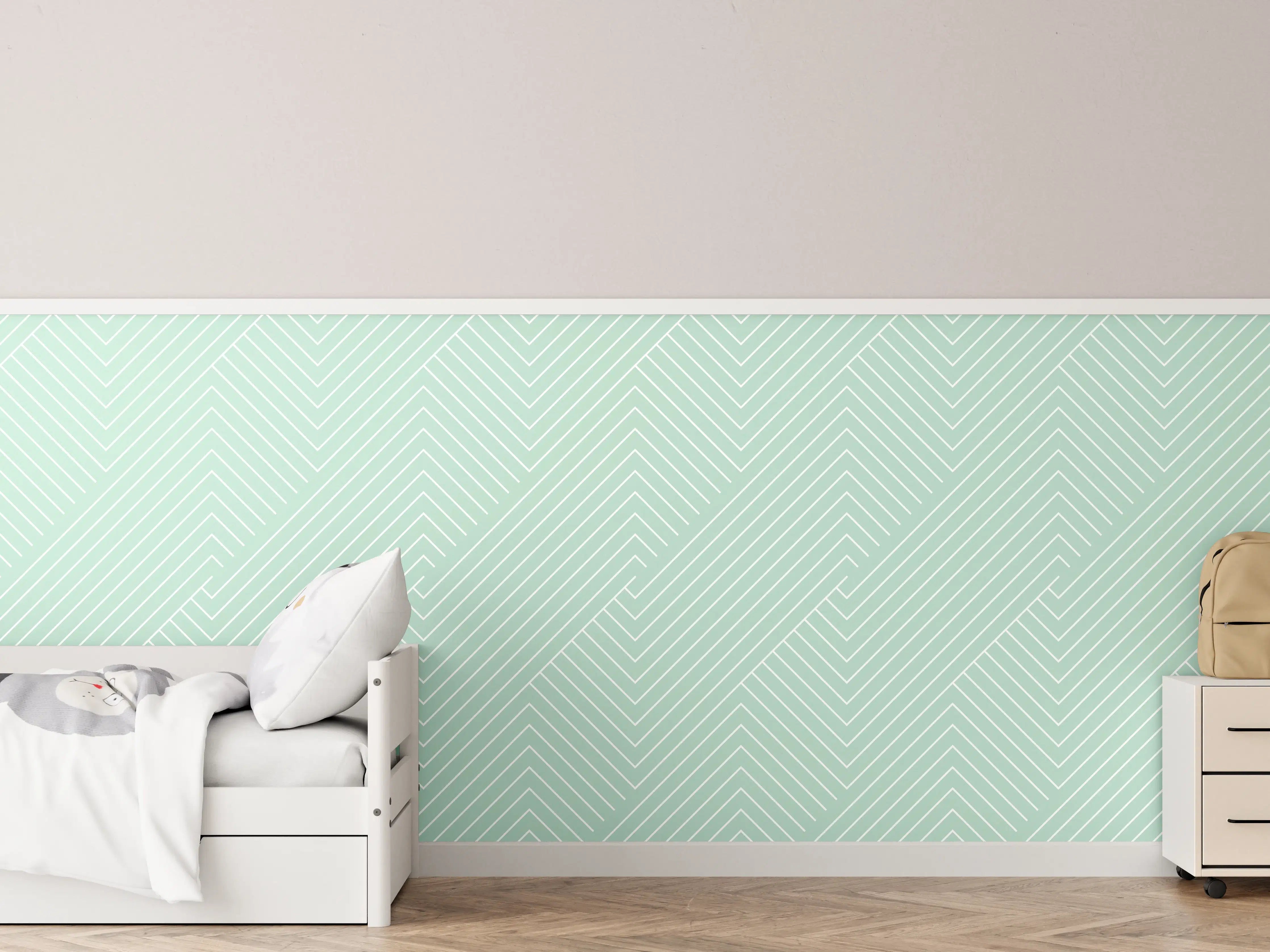 Kinderzimmer Wandgestaltung - Mint-Grün Geometrisch-Muster