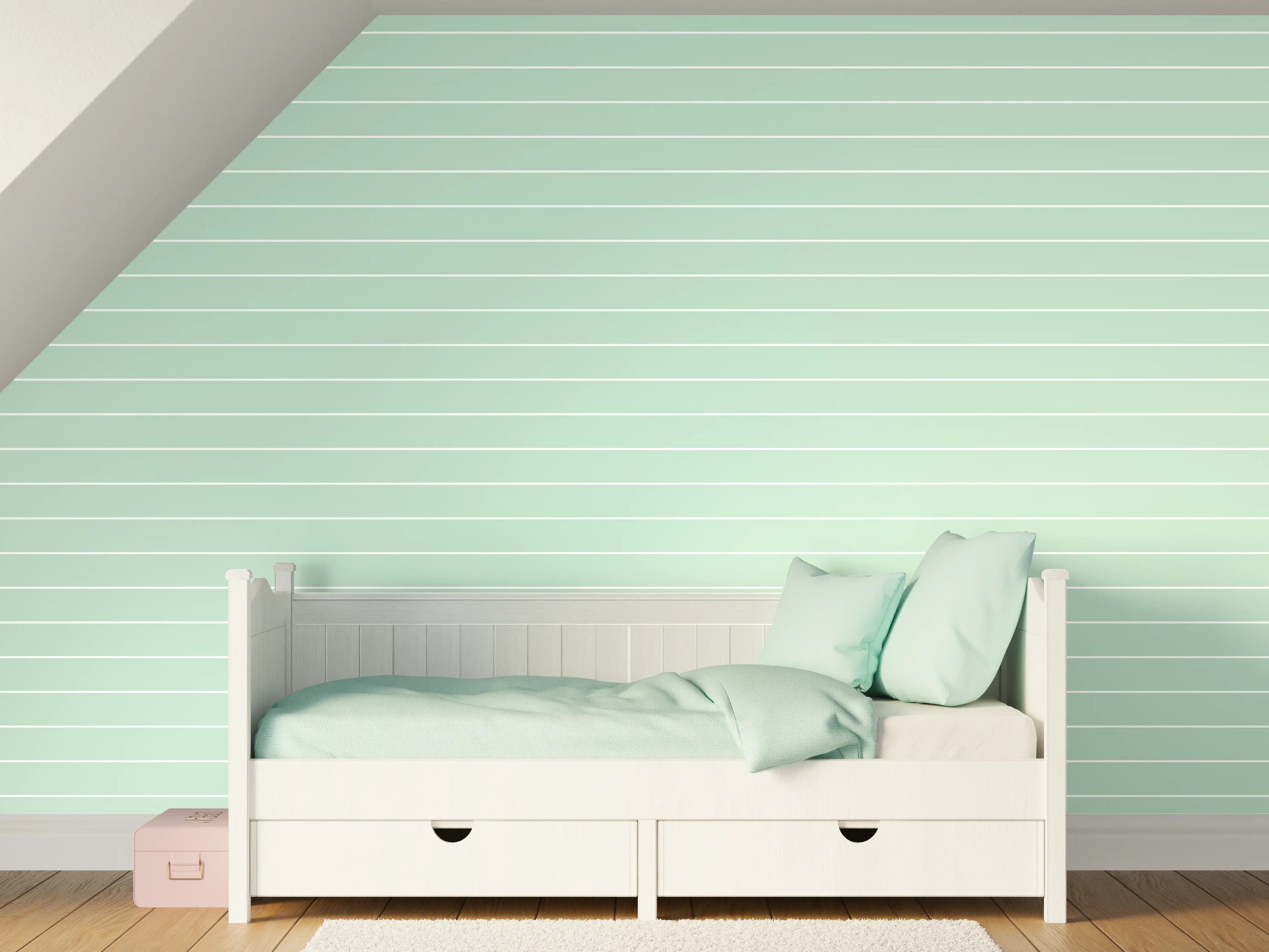 Kinderzimmer Wandgestaltung - Mintgrüne geometrische Wandgestaltung