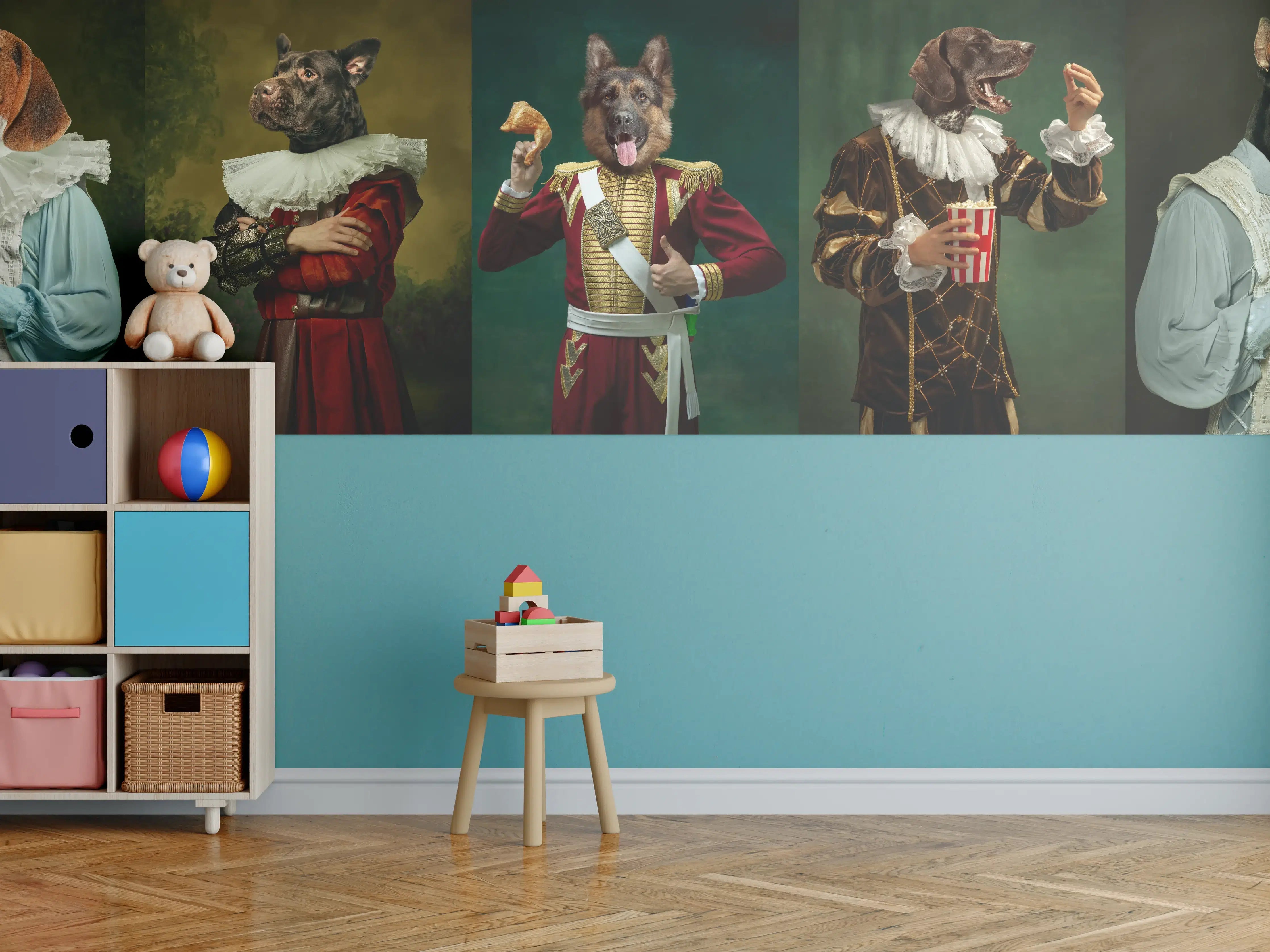 Kinderzimmer Wandgestaltung - Mittelalterliche Hundekopf Porträts