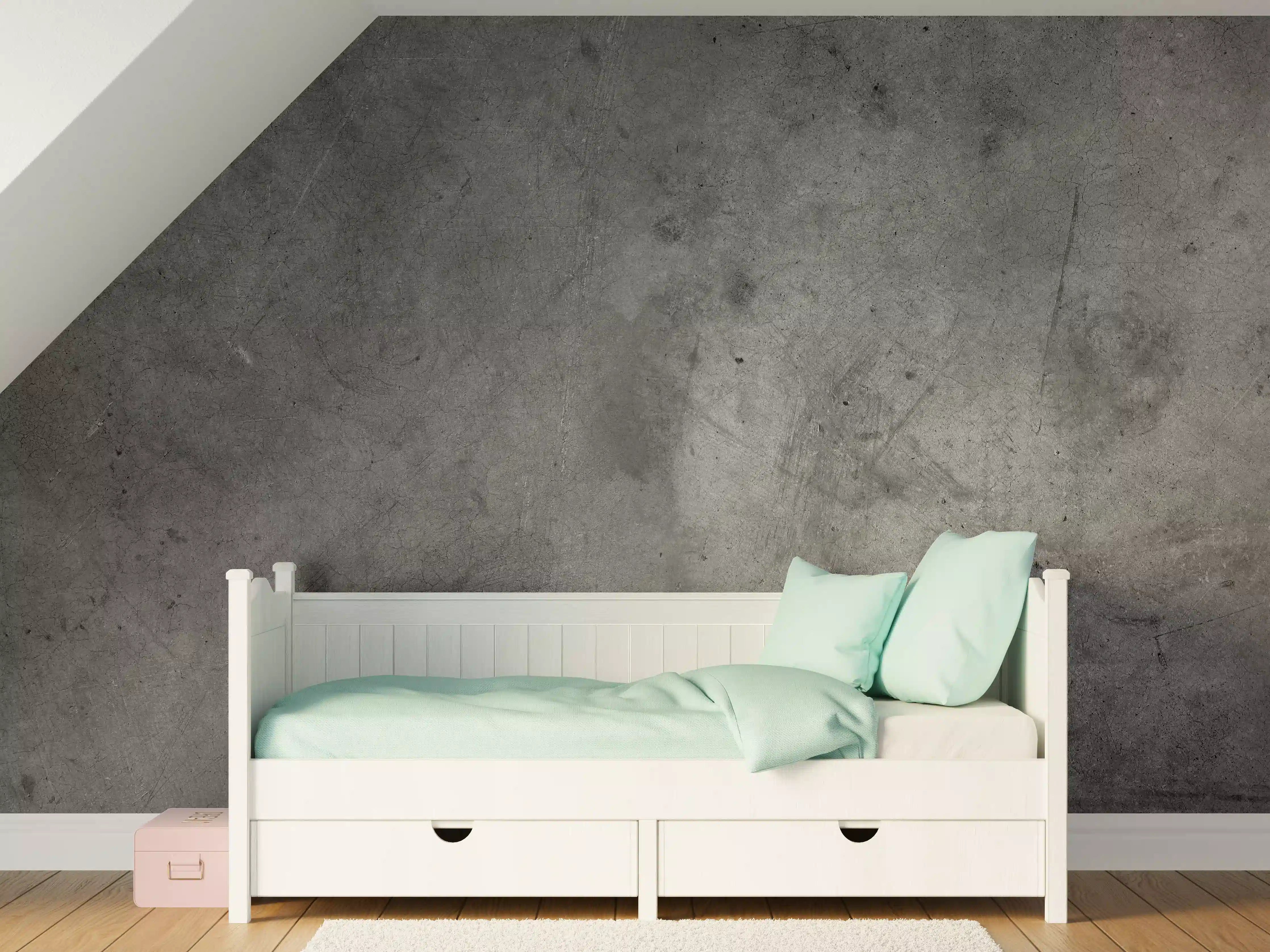 Kinderzimmer Wandgestaltung - Moderne Betonoptik mit grauer Struktur