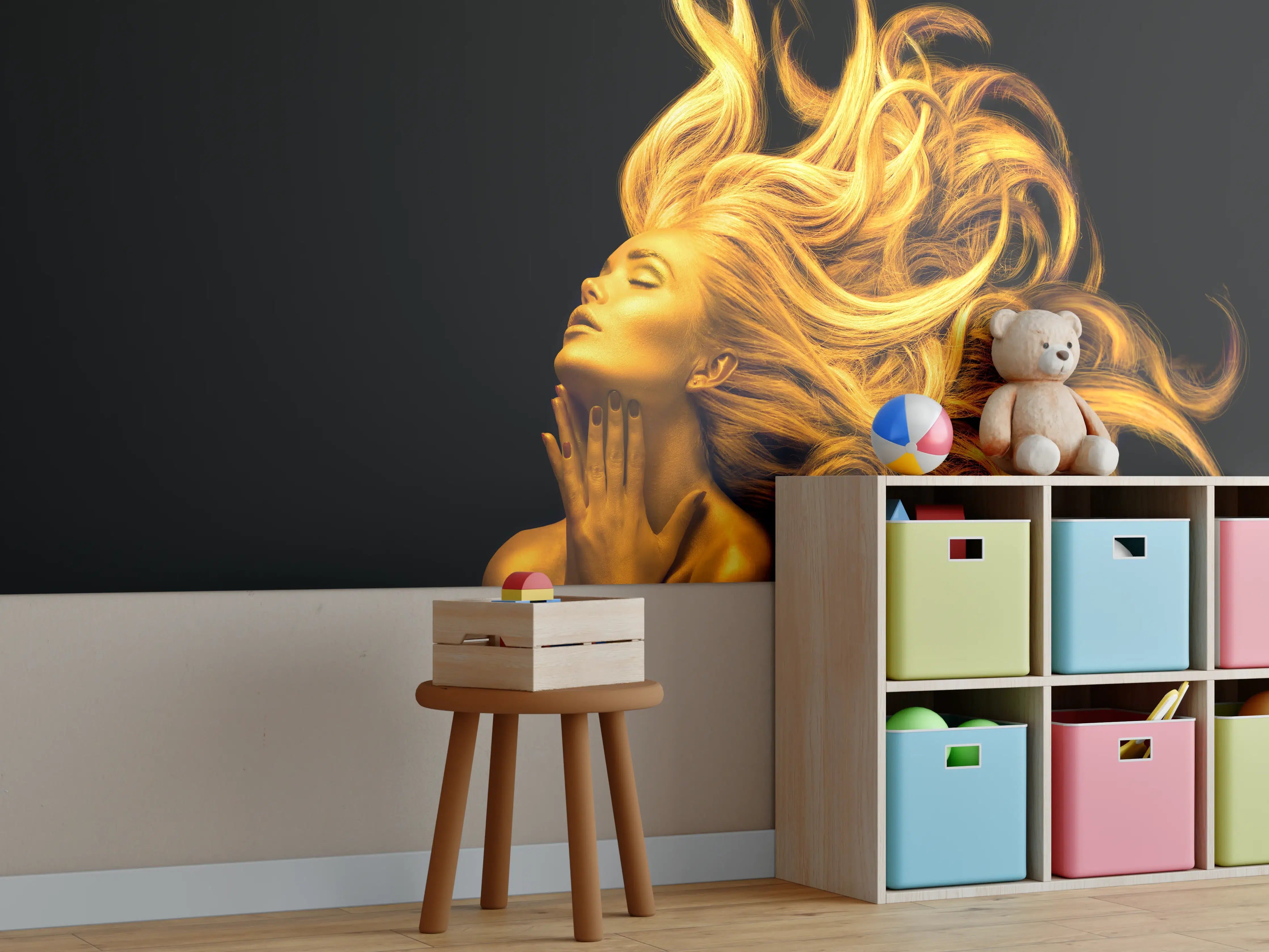 Kinderzimmer Wandgestaltung - Moderne Darstellung einer vergoldeten Frau