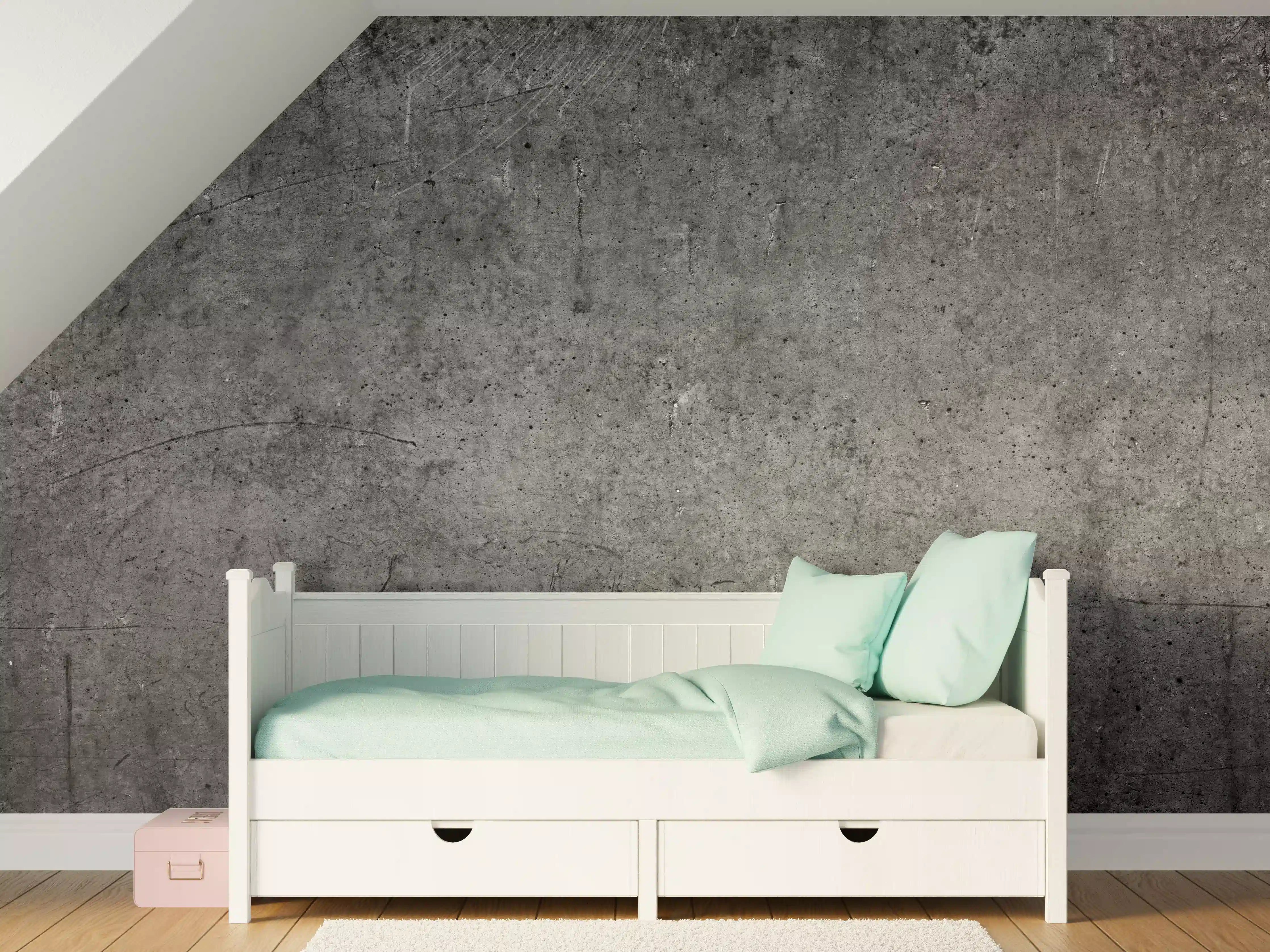 Kinderzimmer Wandgestaltung - Moderne Grau-Schwarze Betonoptik