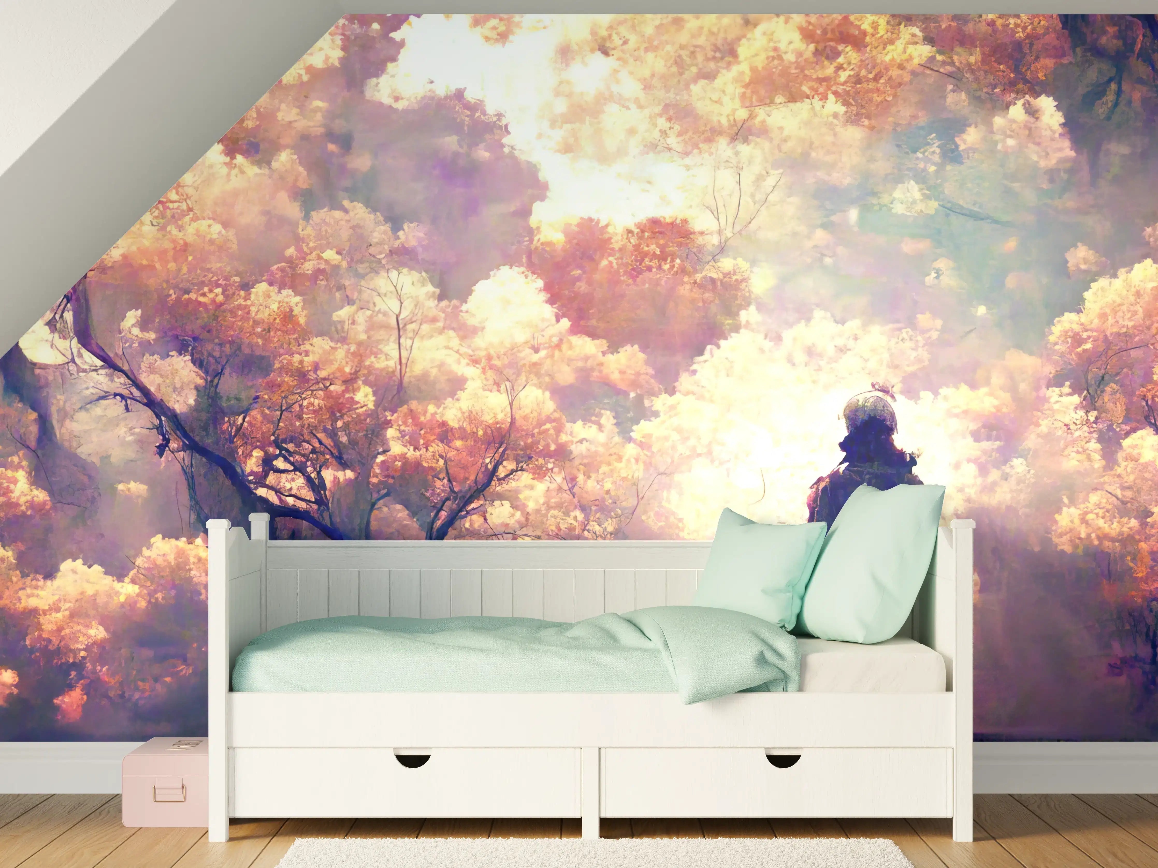 Kinderzimmer Wandgestaltung - Moderne Kunst - Person in den Wäldern