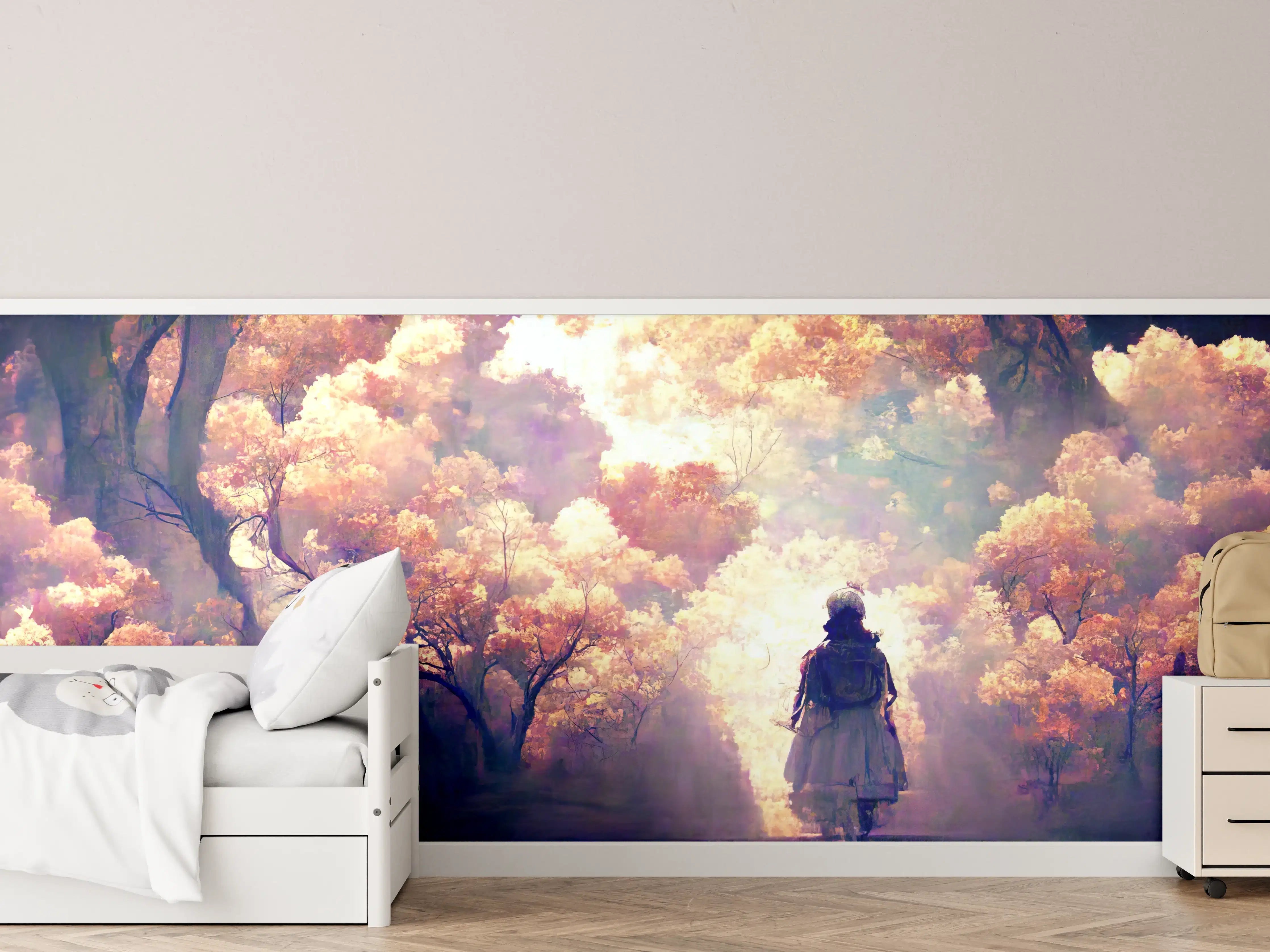 Kinderzimmer Wandgestaltung - Moderne Kunst - Person in den Wäldern