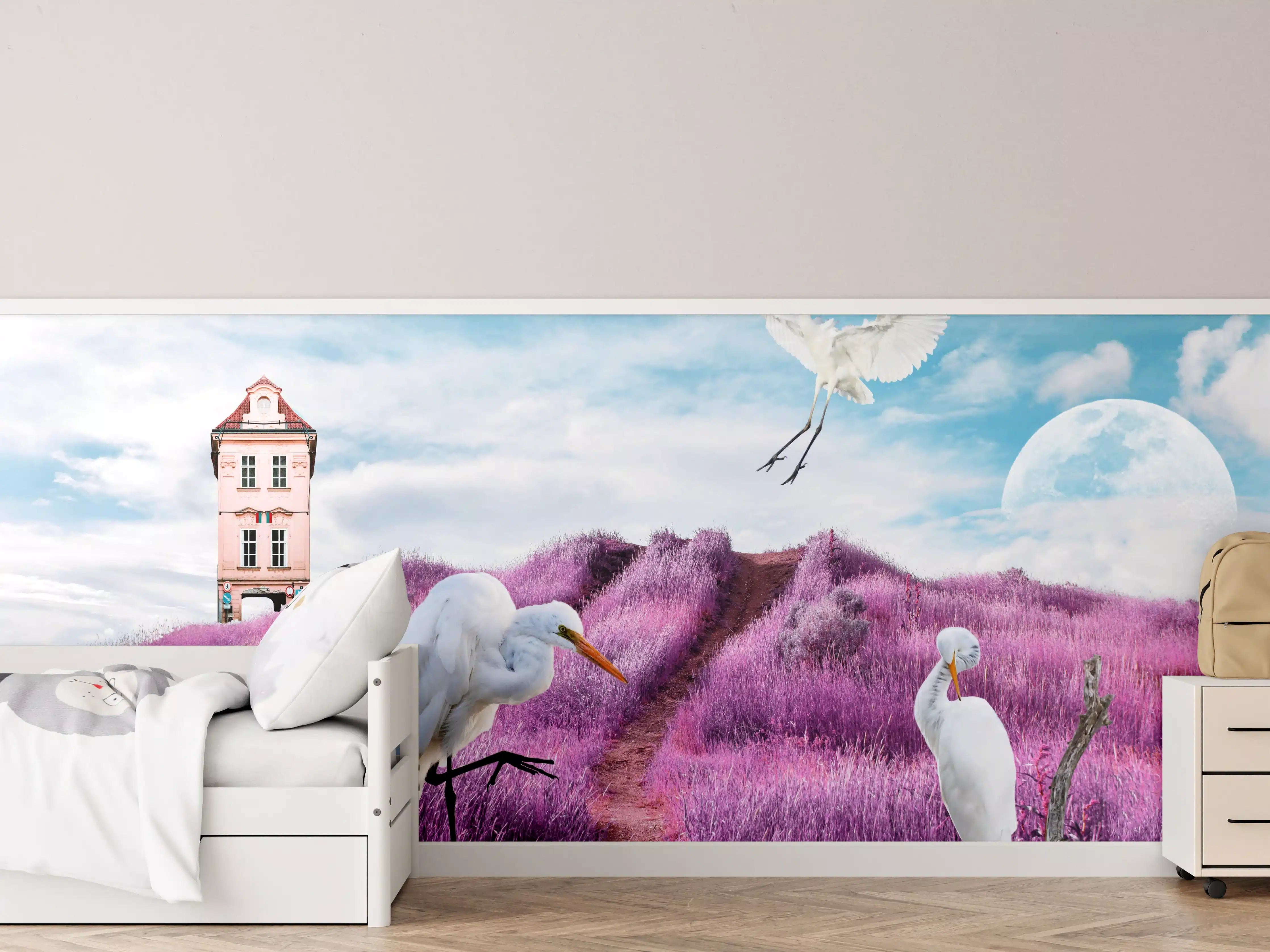 Kinderzimmer Wandgestaltung - Moderne Kunstcollage - Bergige Region