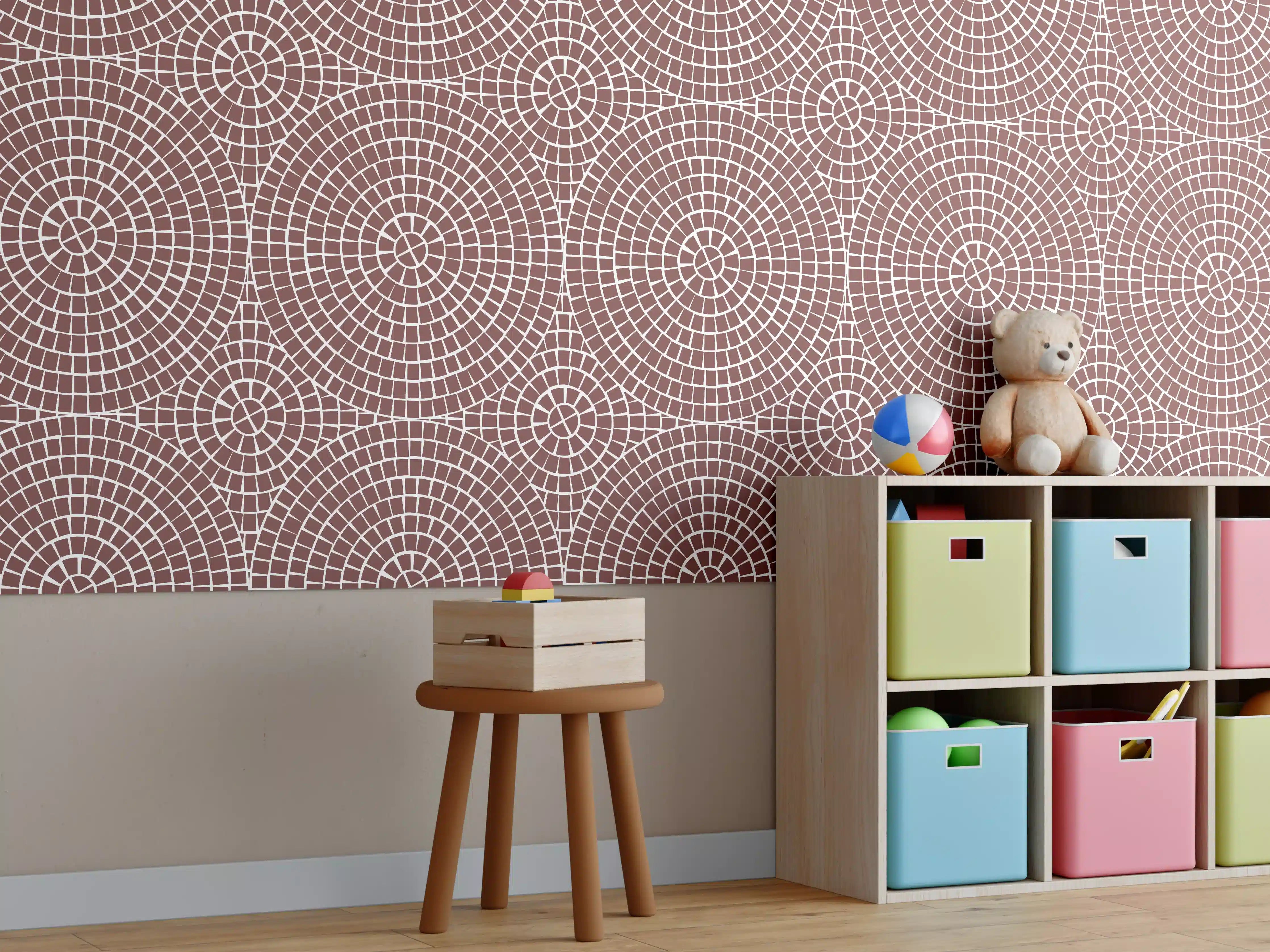 Kinderzimmer Wandgestaltung - Moderne Mosaik-Muster in Braun
