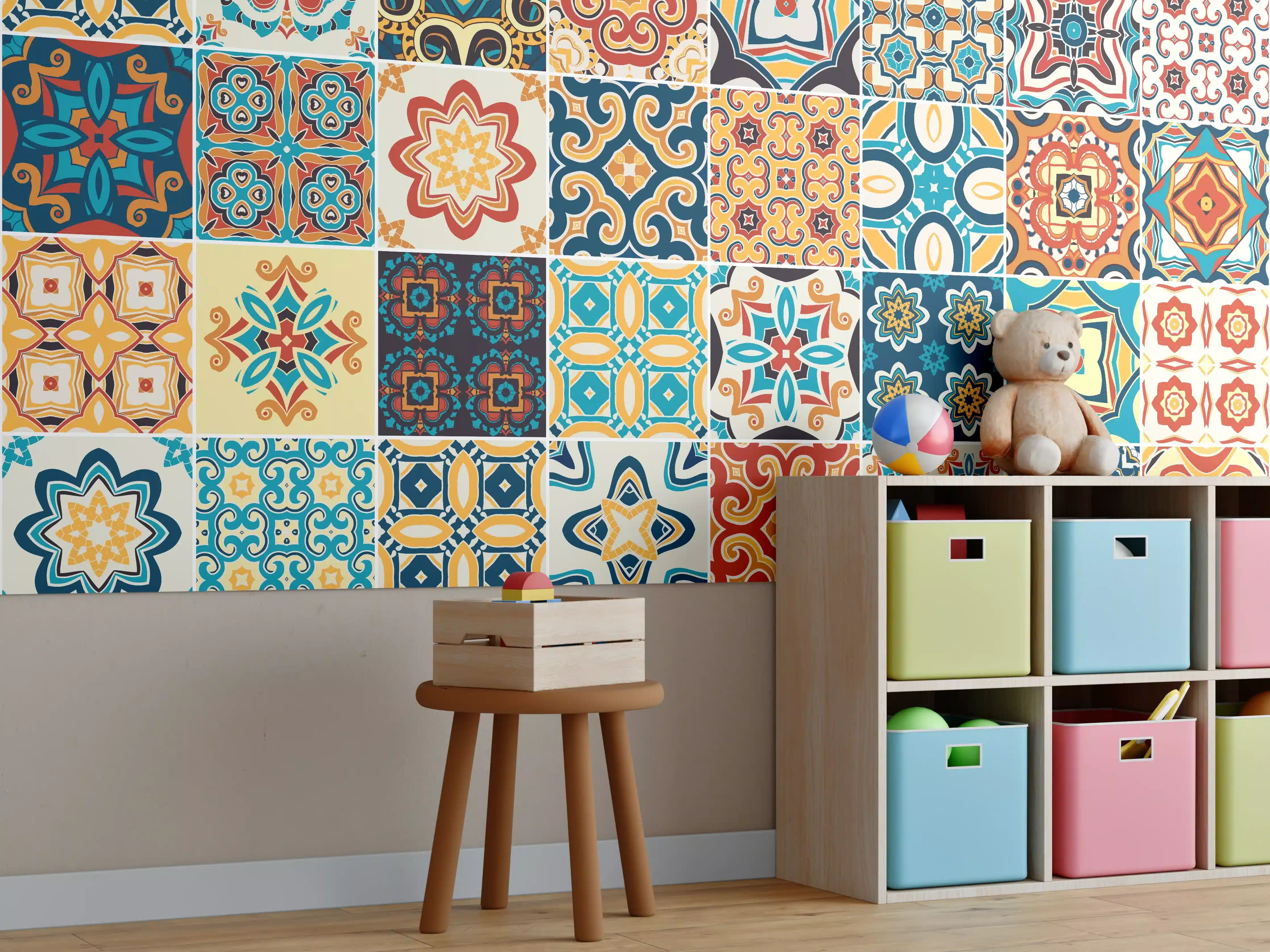 Kinderzimmer Wandgestaltung - Moderne Mosaikmuster