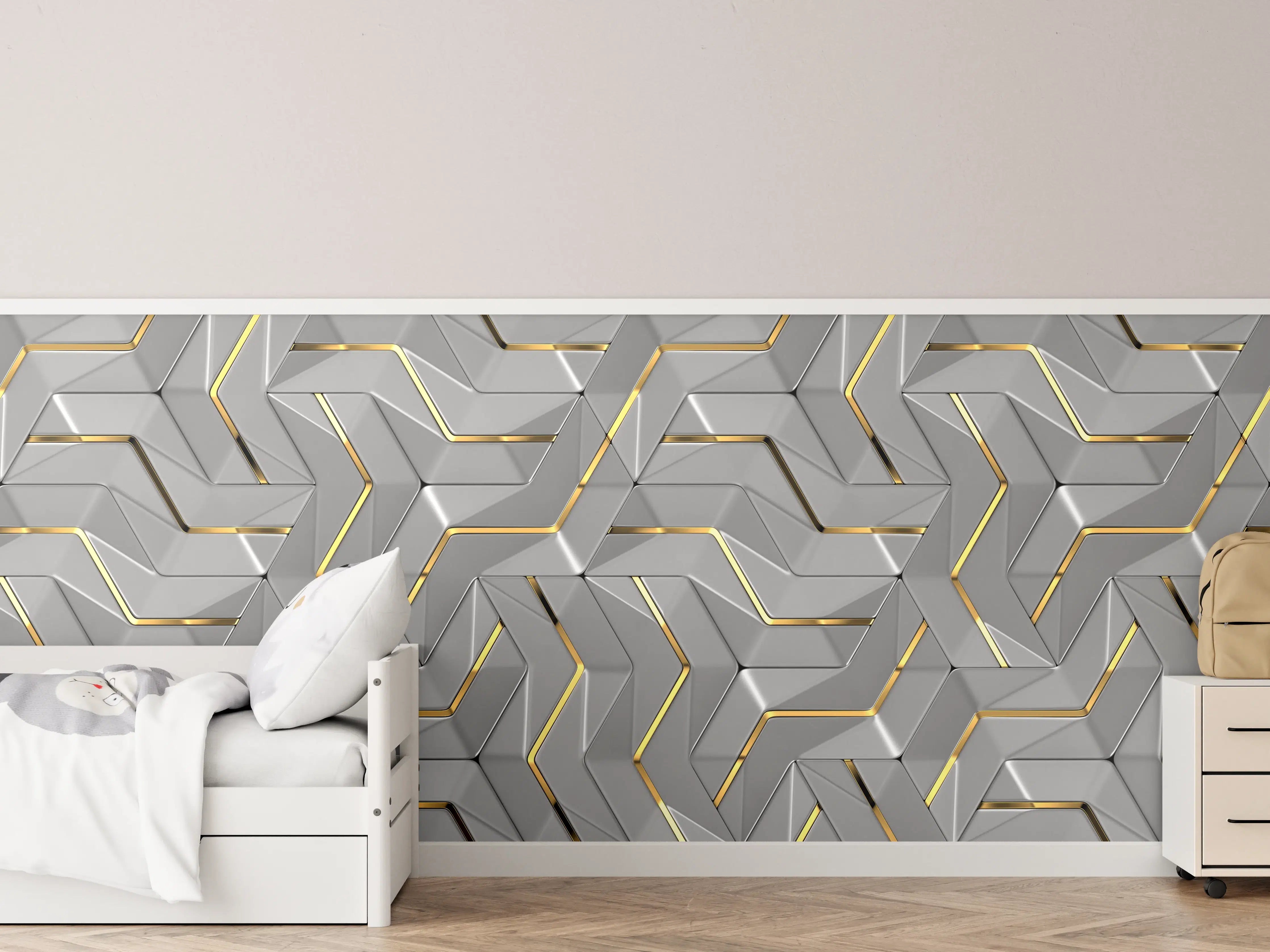 Kinderzimmer Wandgestaltung - Moderne Wandtextur - Gold Akzente