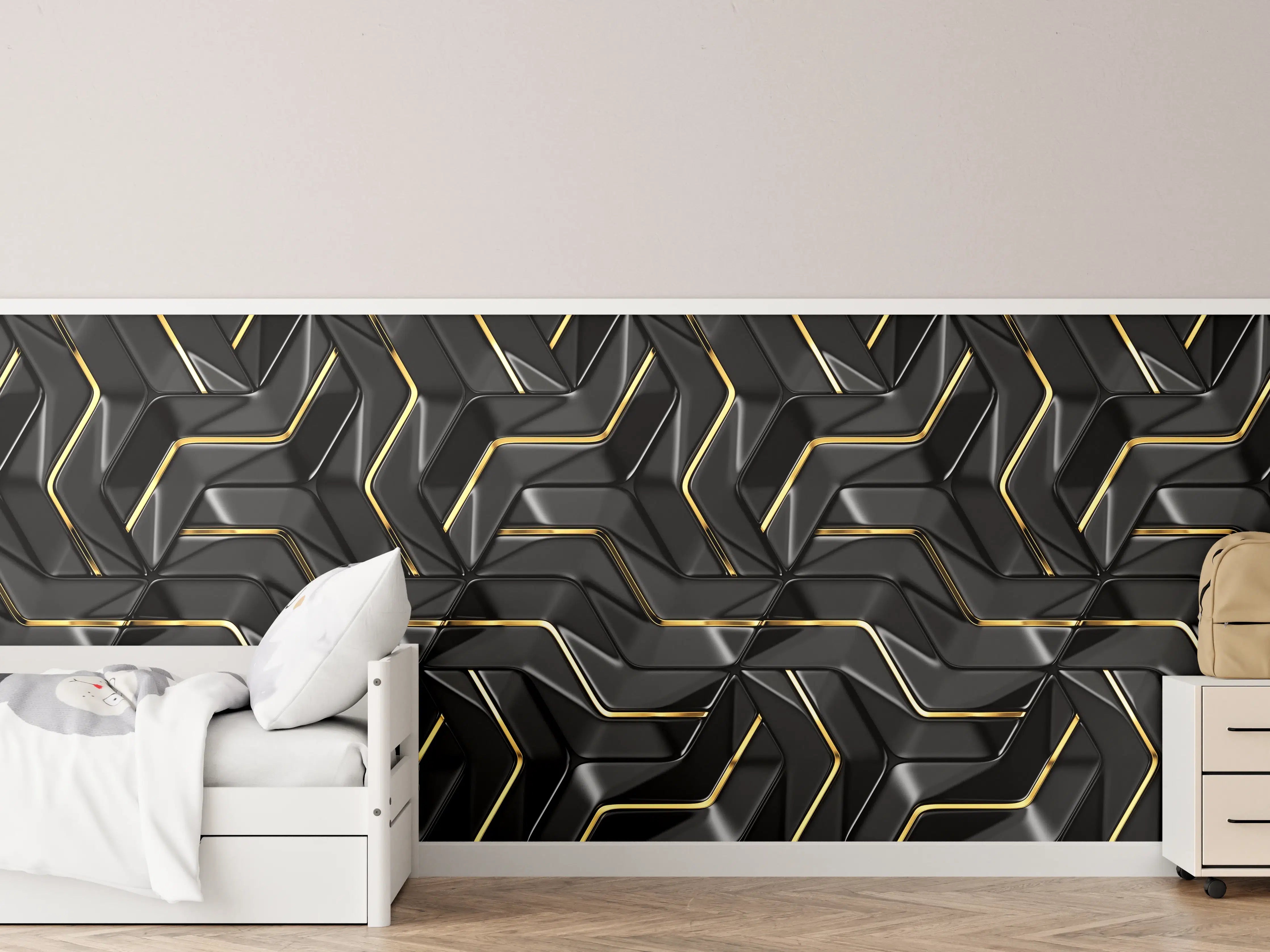 Kinderzimmer Wandgestaltung - Moderne Wandtextur - schwarz-gold