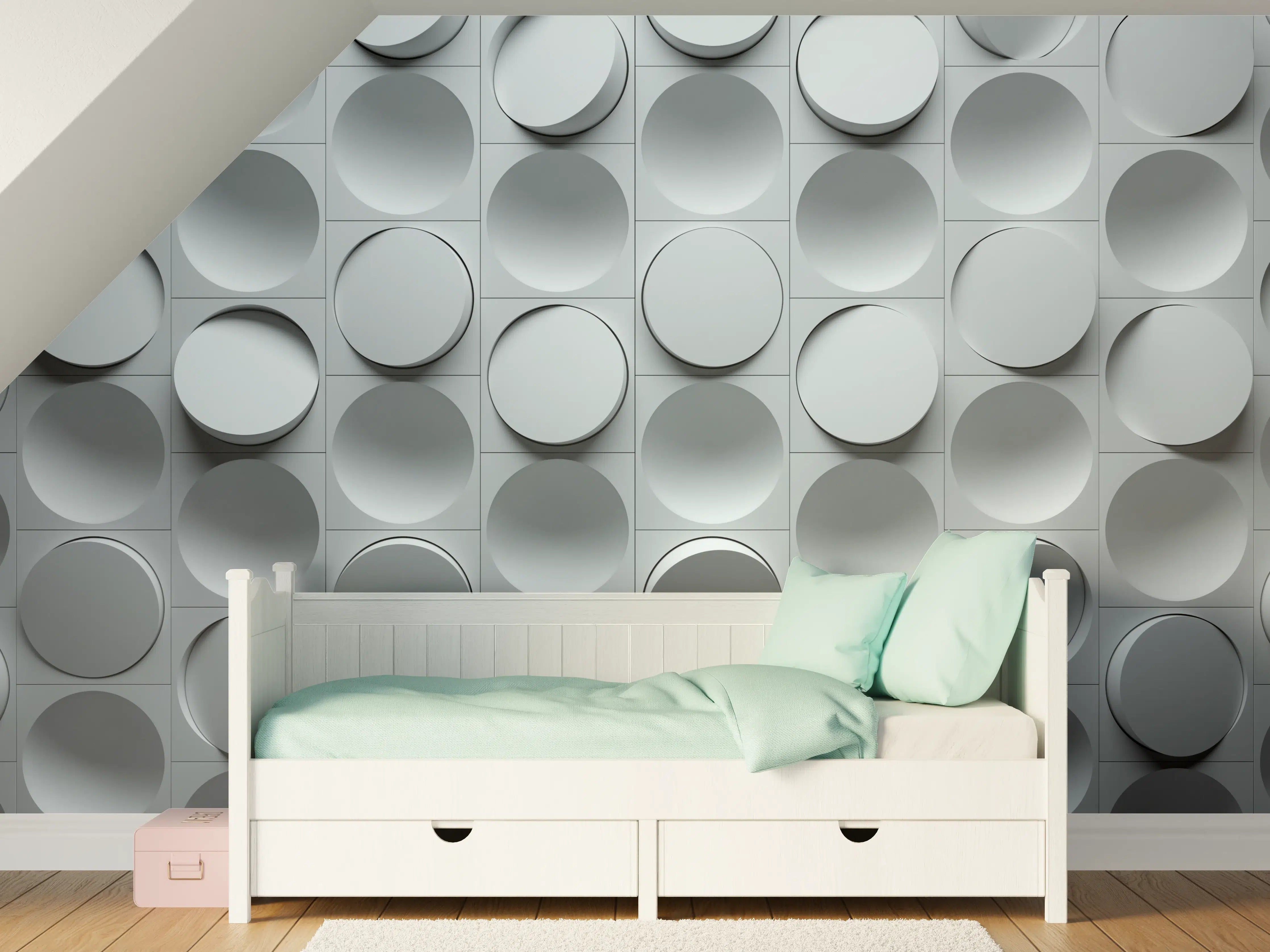 Kinderzimmer Wandgestaltung - Moderne graue Wand mit 3D-Design