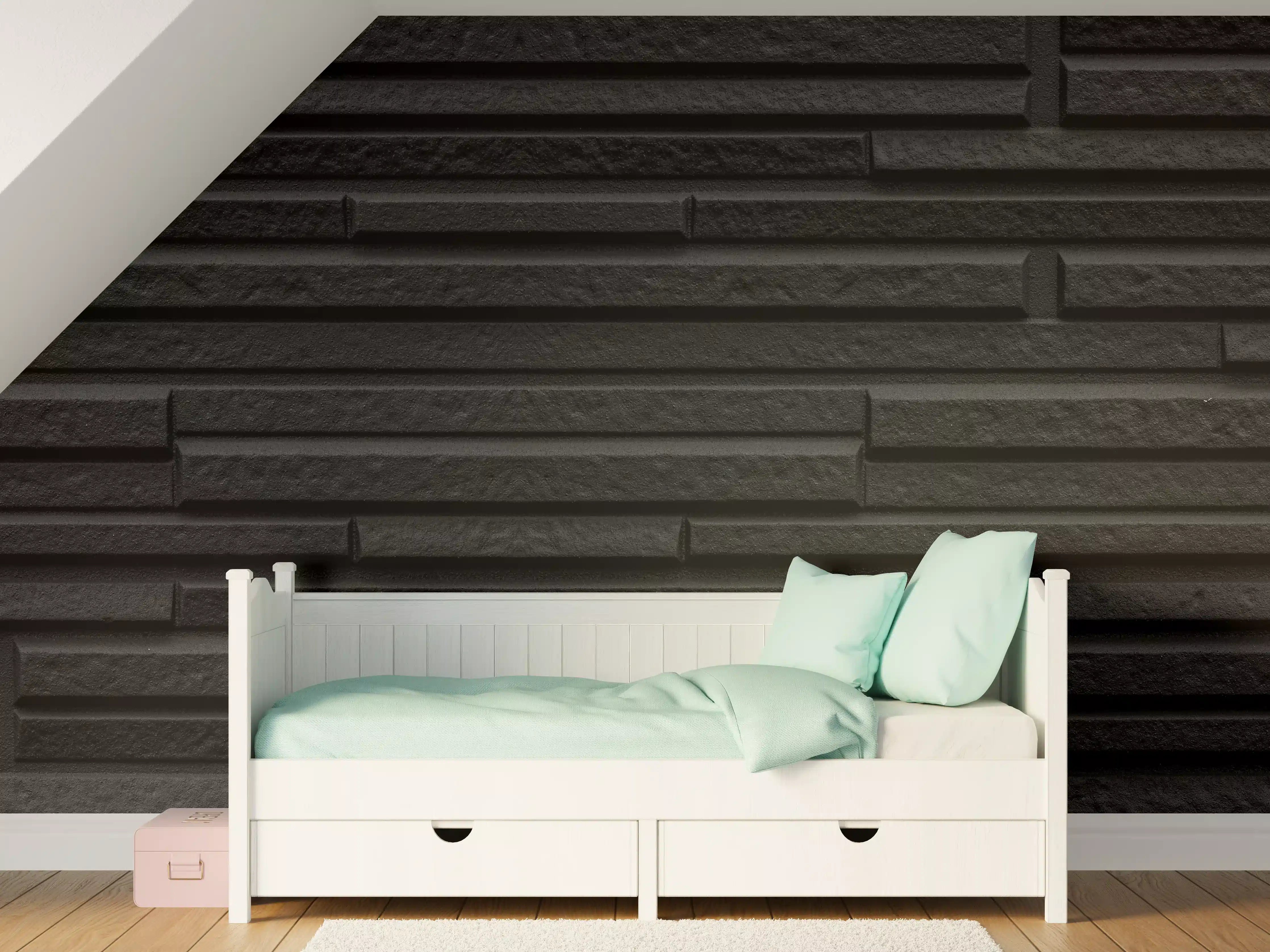 Kinderzimmer Wandgestaltung - Moderne schwarze Steindwand