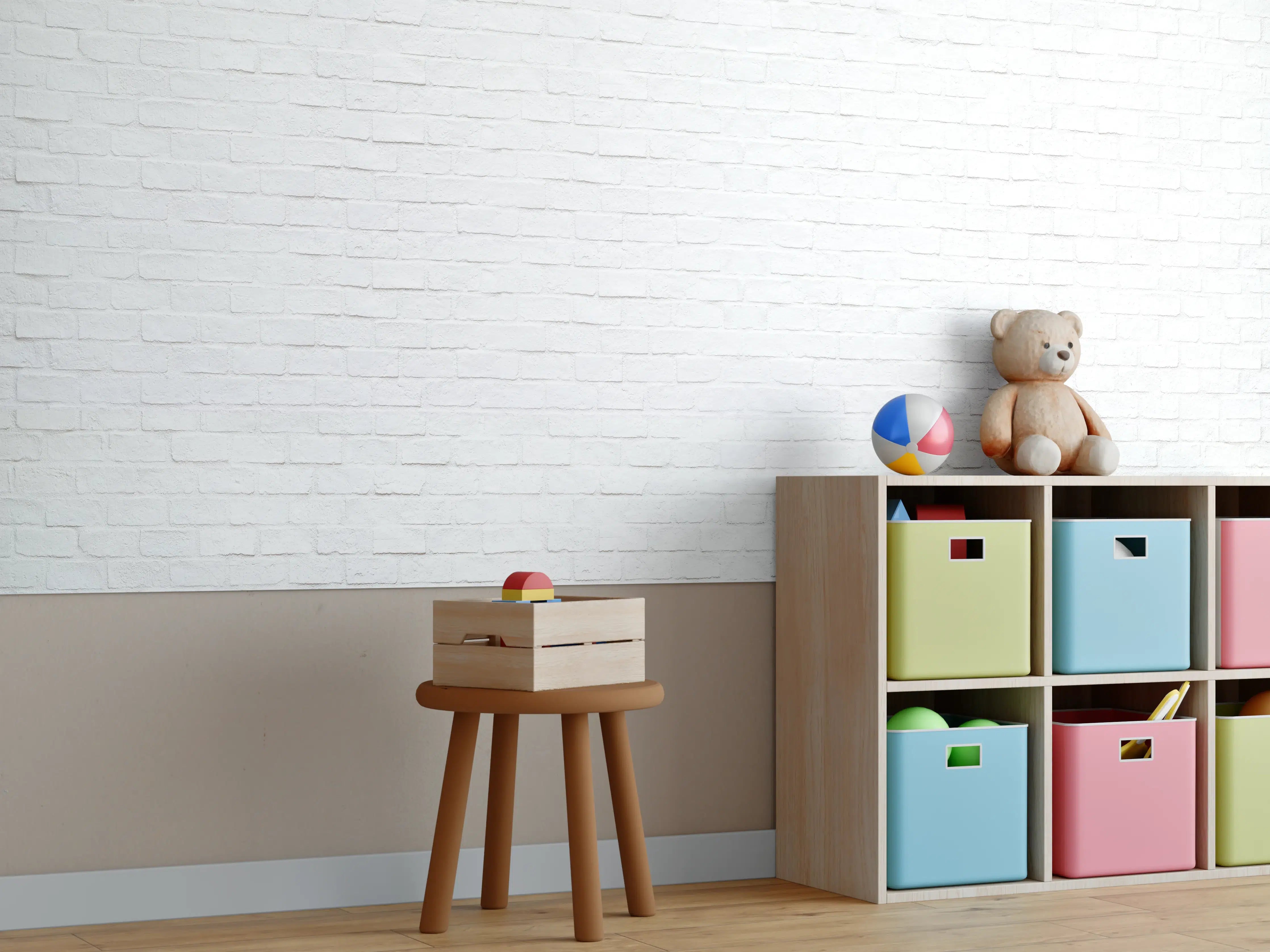 Kinderzimmer Wandgestaltung - Moderne weiße Backsteinmauer 1