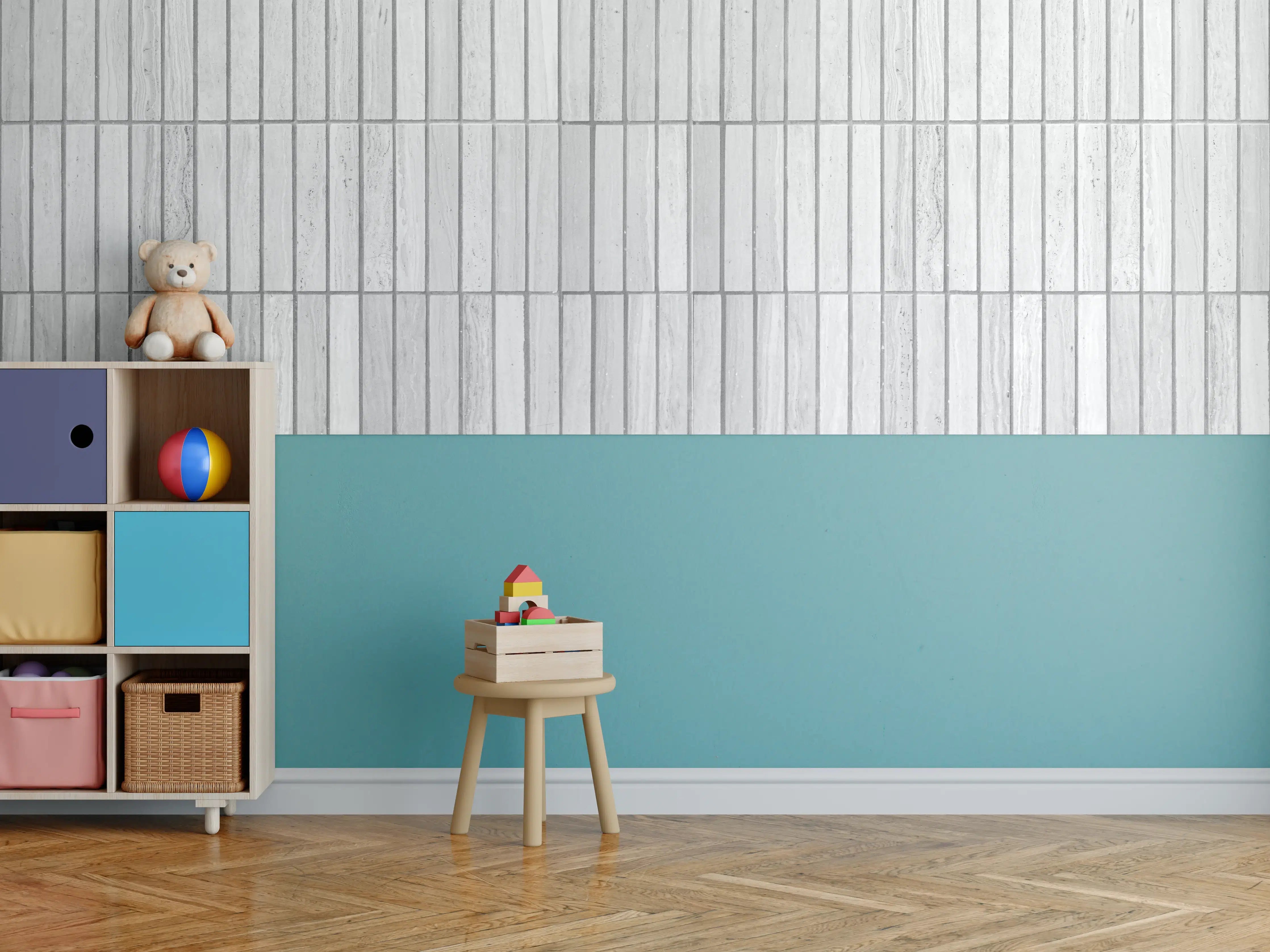 Kinderzimmer Wandgestaltung - Moderne weiße Backsteinmauer 2