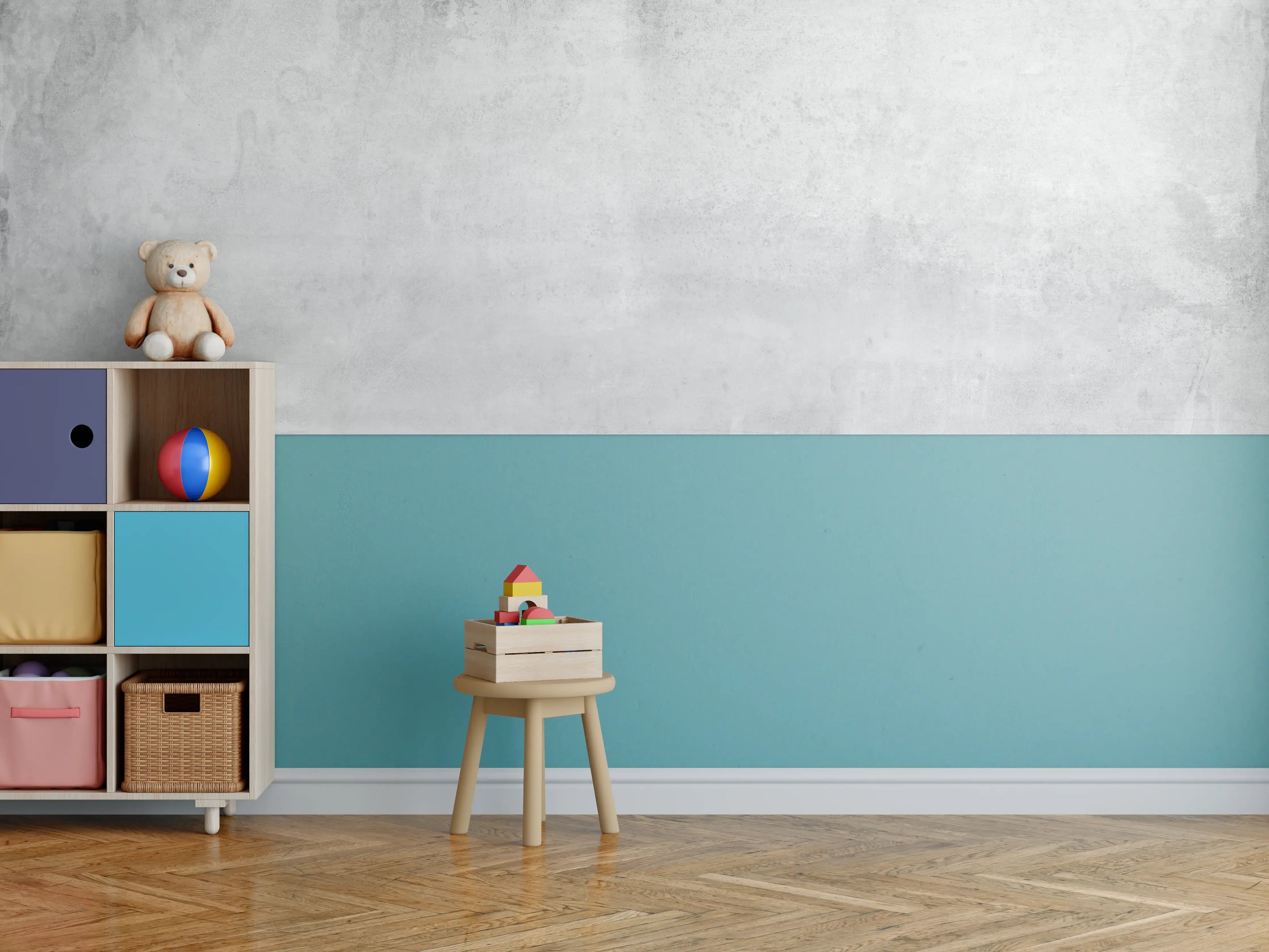 Kinderzimmer Wandgestaltung - Moderner grauer Betoneffekt