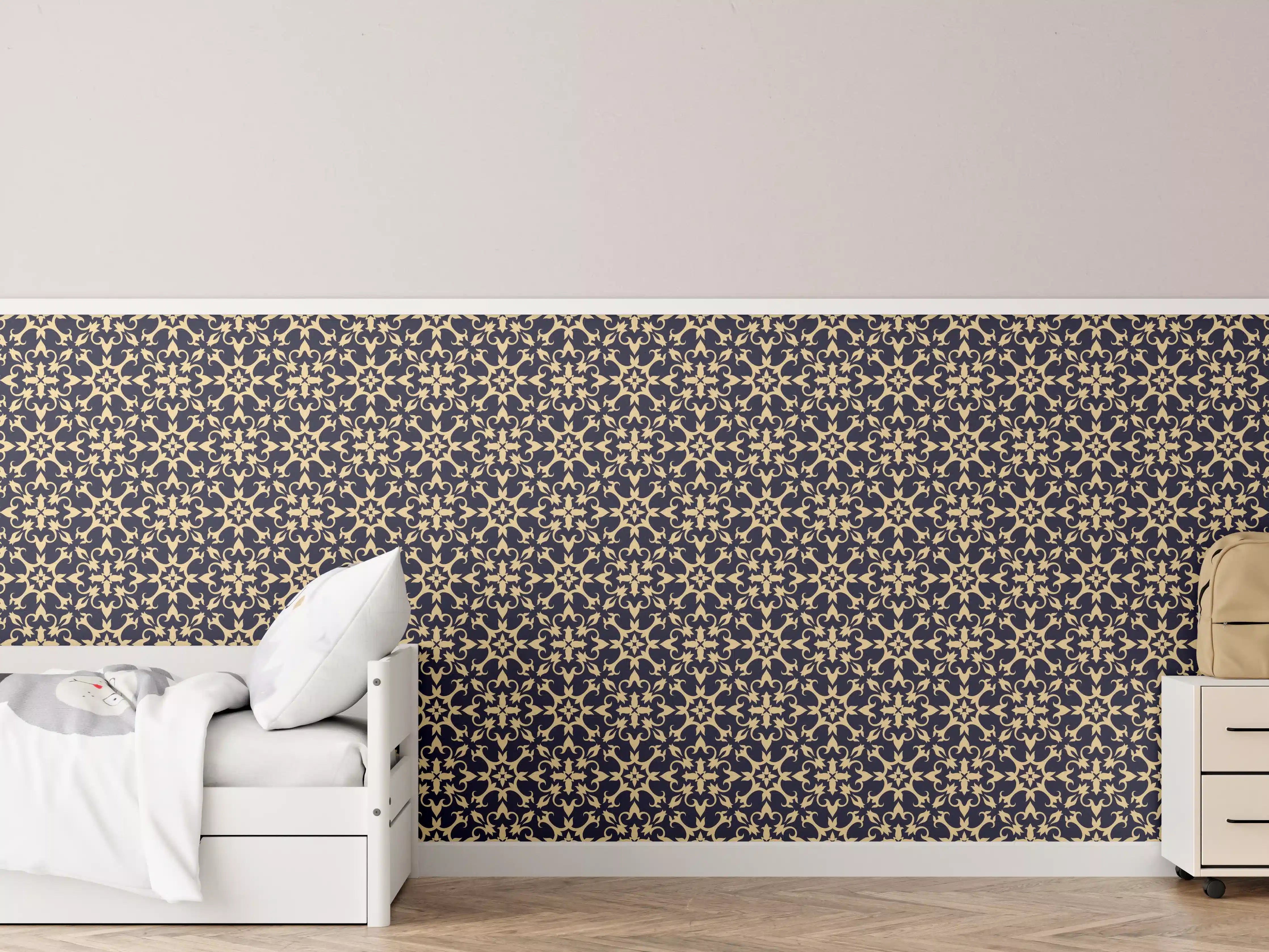 Kinderzimmer Wandgestaltung - Modernes Grau-Schwarz Muster