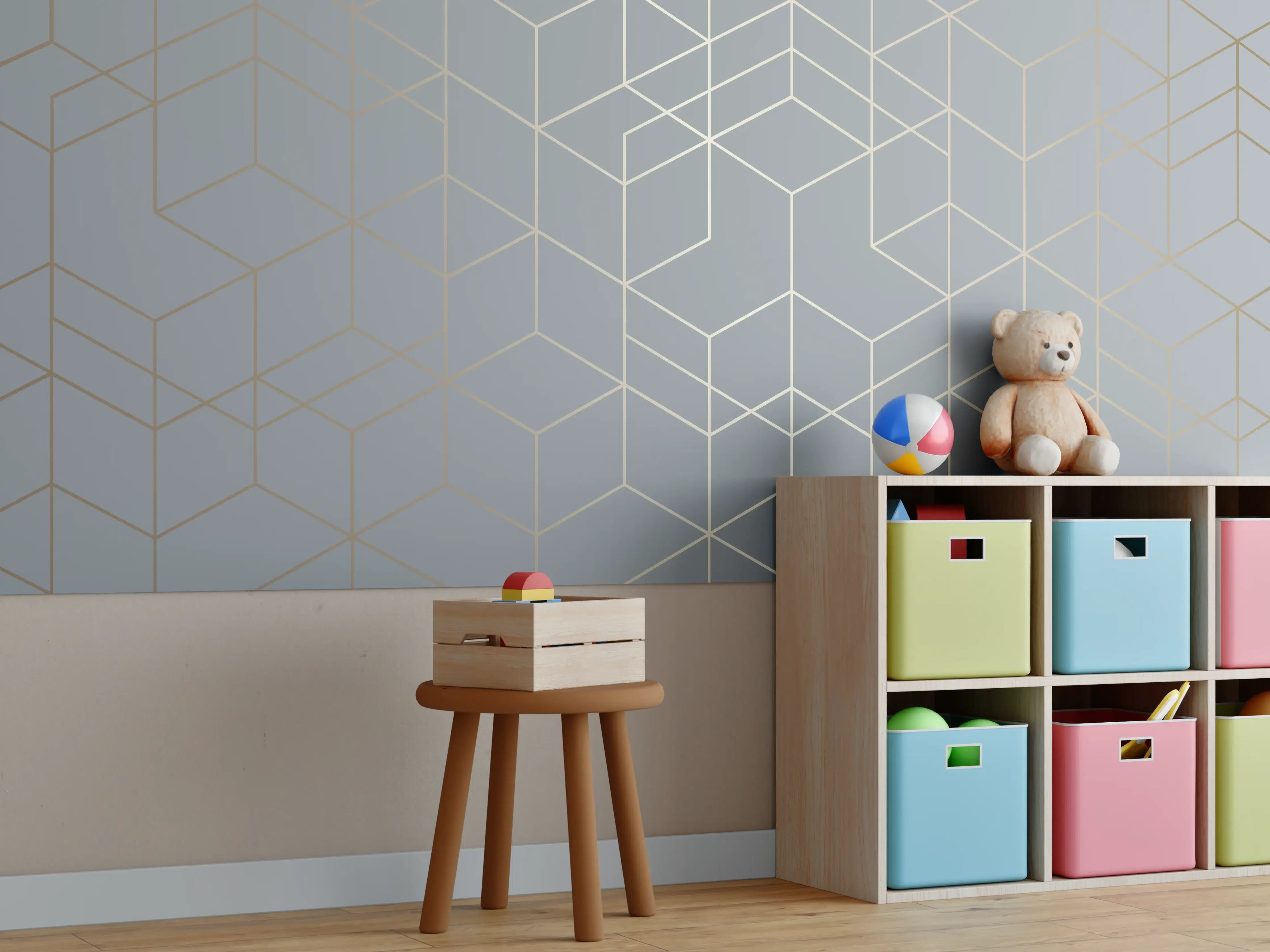 Kinderzimmer Wandgestaltung - Modernes Weiß-Grau-Design