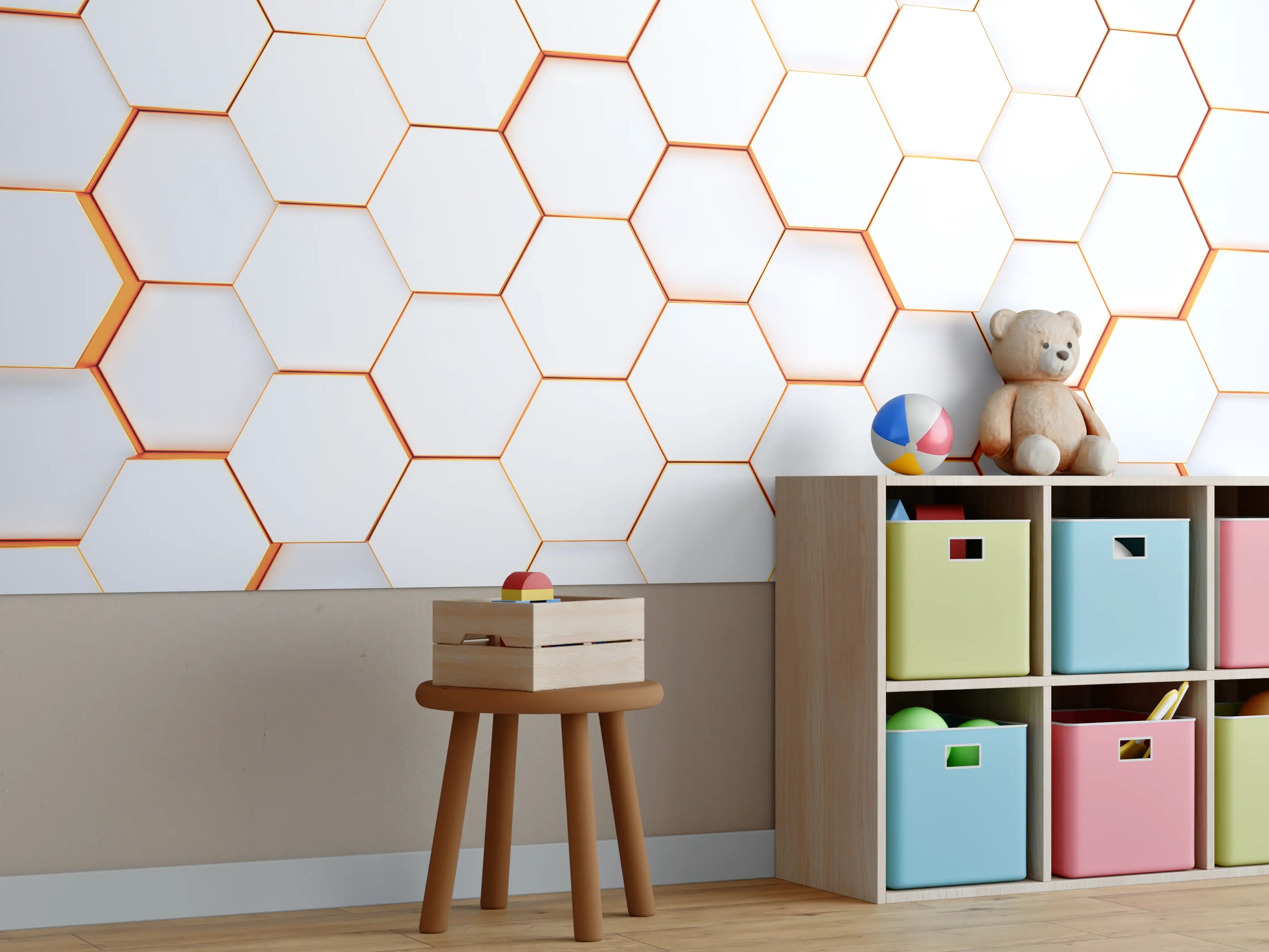 Kinderzimmer Wandgestaltung - Modernes sechseckiges Hintergrundmuster