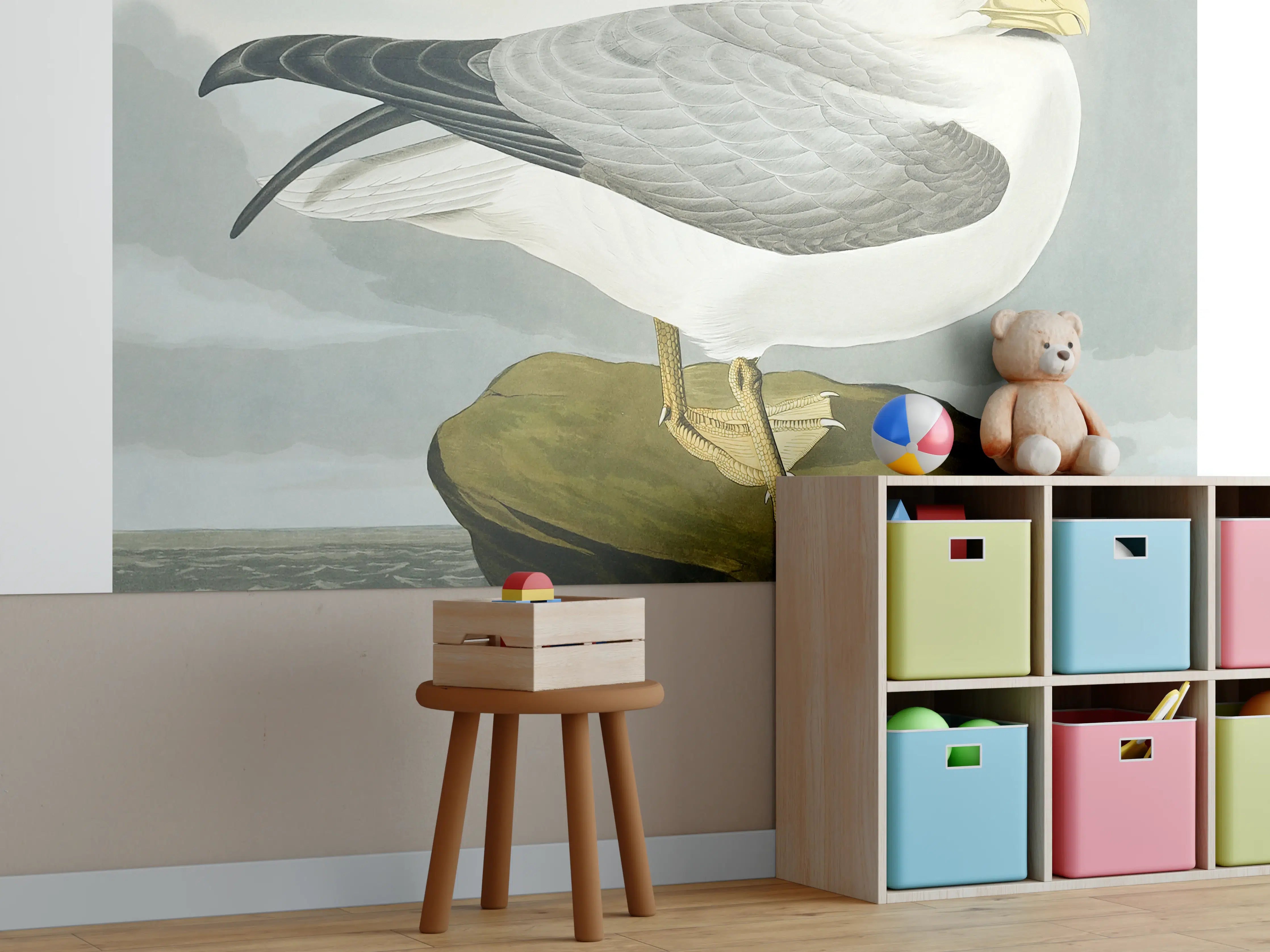 Kinderzimmer Wandgestaltung - Möwe im Meer - Robert Havell