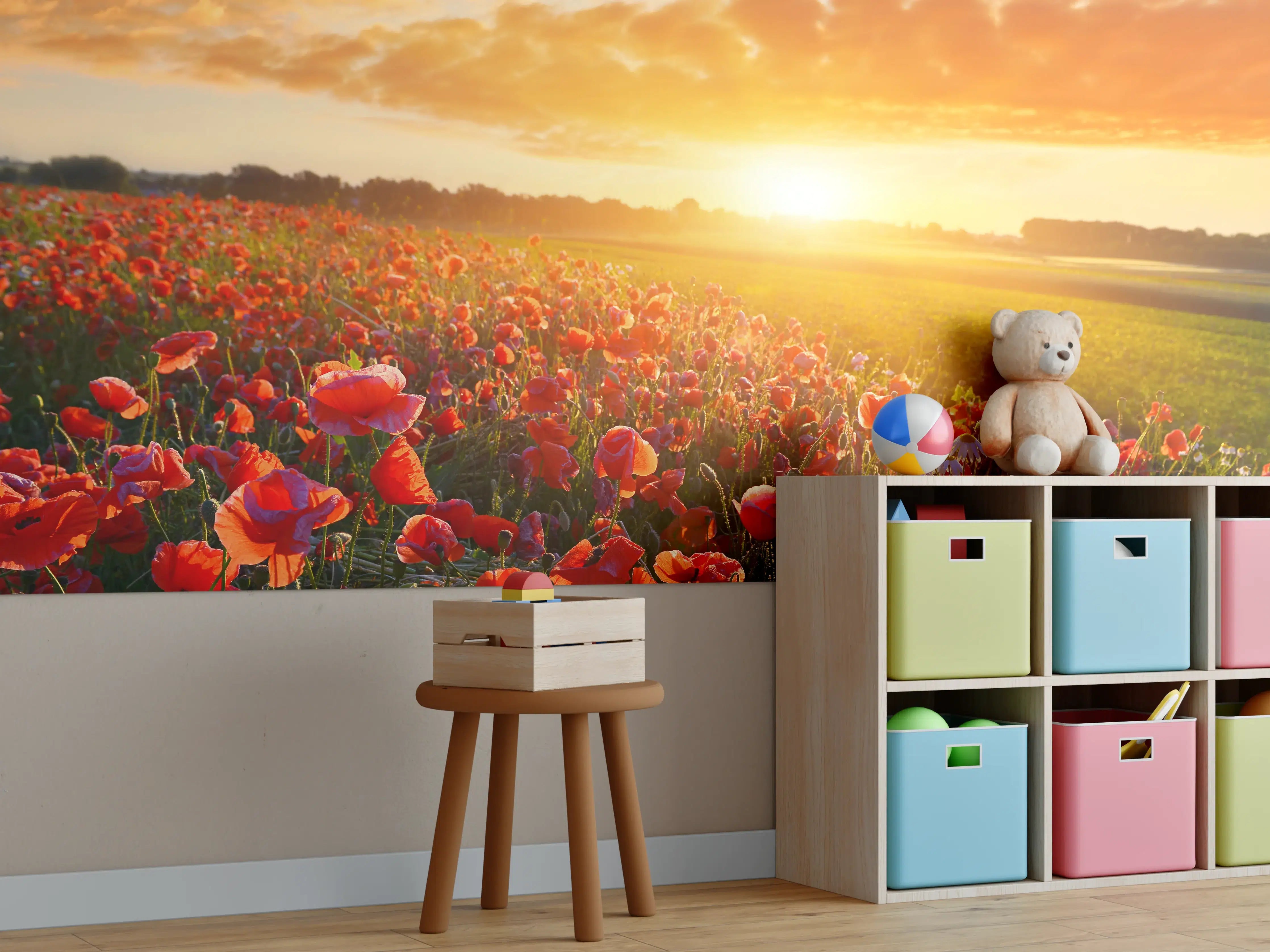 Kinderzimmer Wandgestaltung - Mohnblüten bei Sonnenaufgang in Kassel