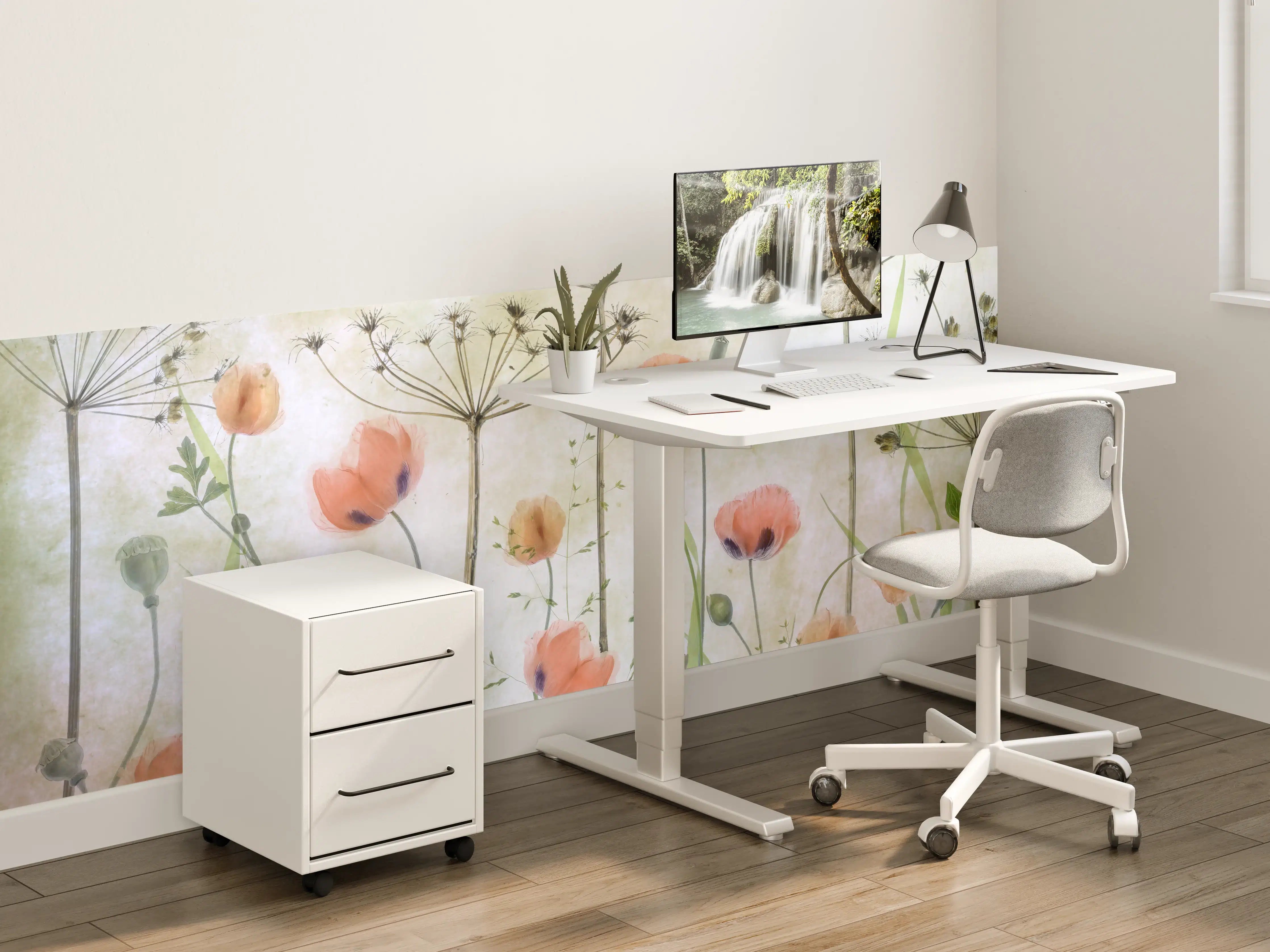 Kinderzimmer Wandgestaltung - Mohnblumen - Florale Zeichnung