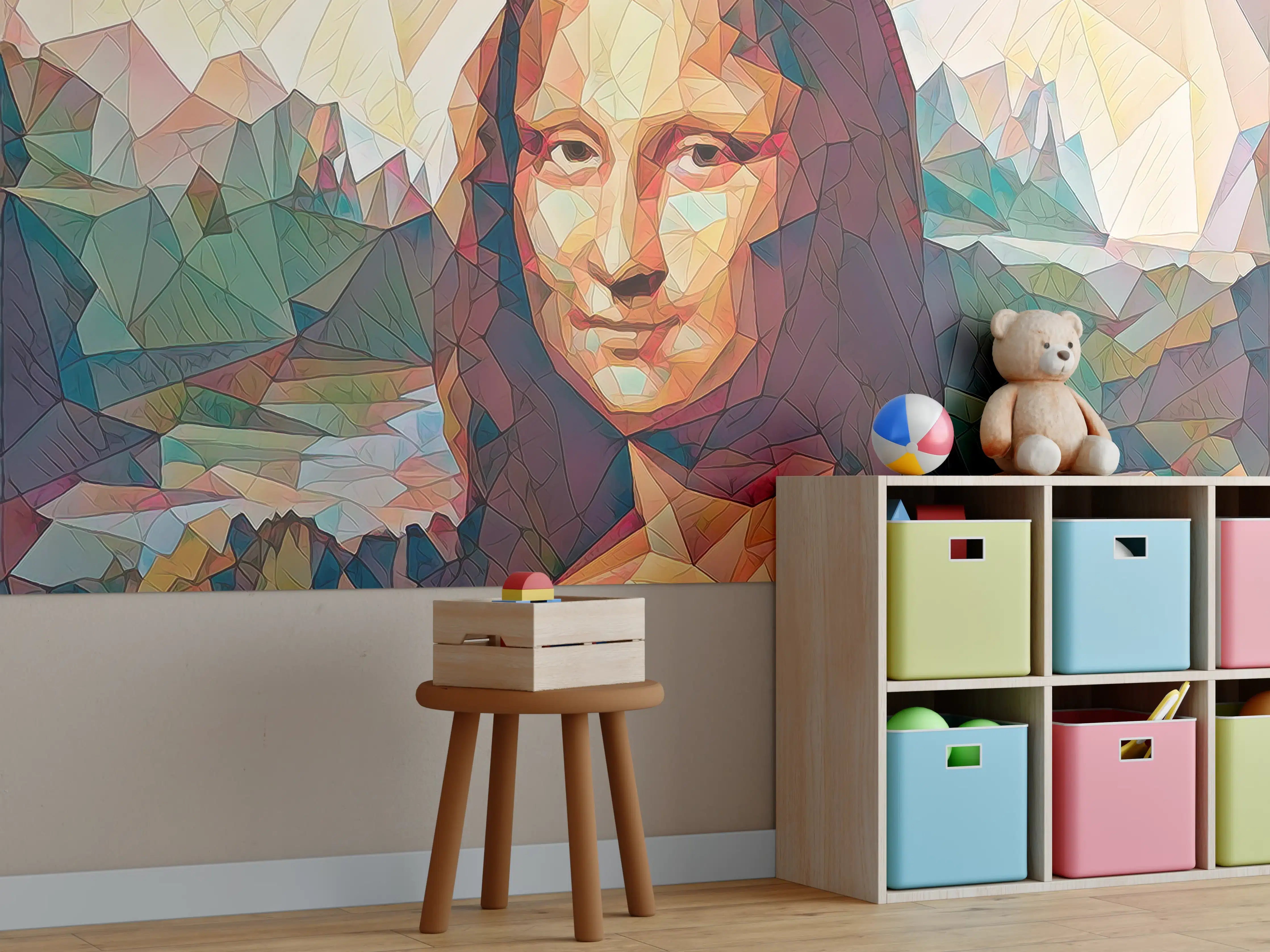 Kinderzimmer Wandgestaltung - Mona Lisa in moderner Geometrie