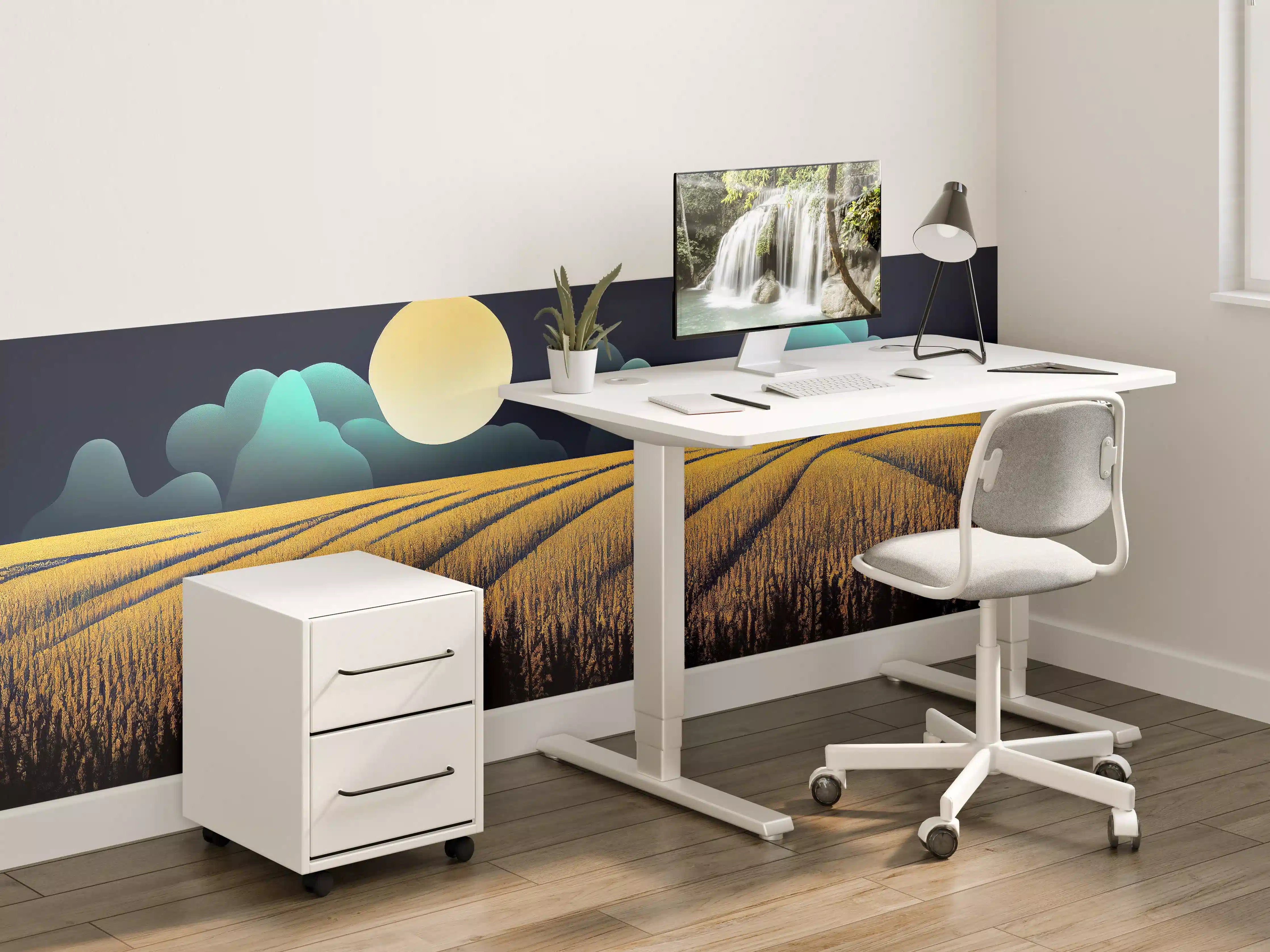 Kinderzimmer Wandgestaltung - Mondnacht Kornfeld Dunkelblau