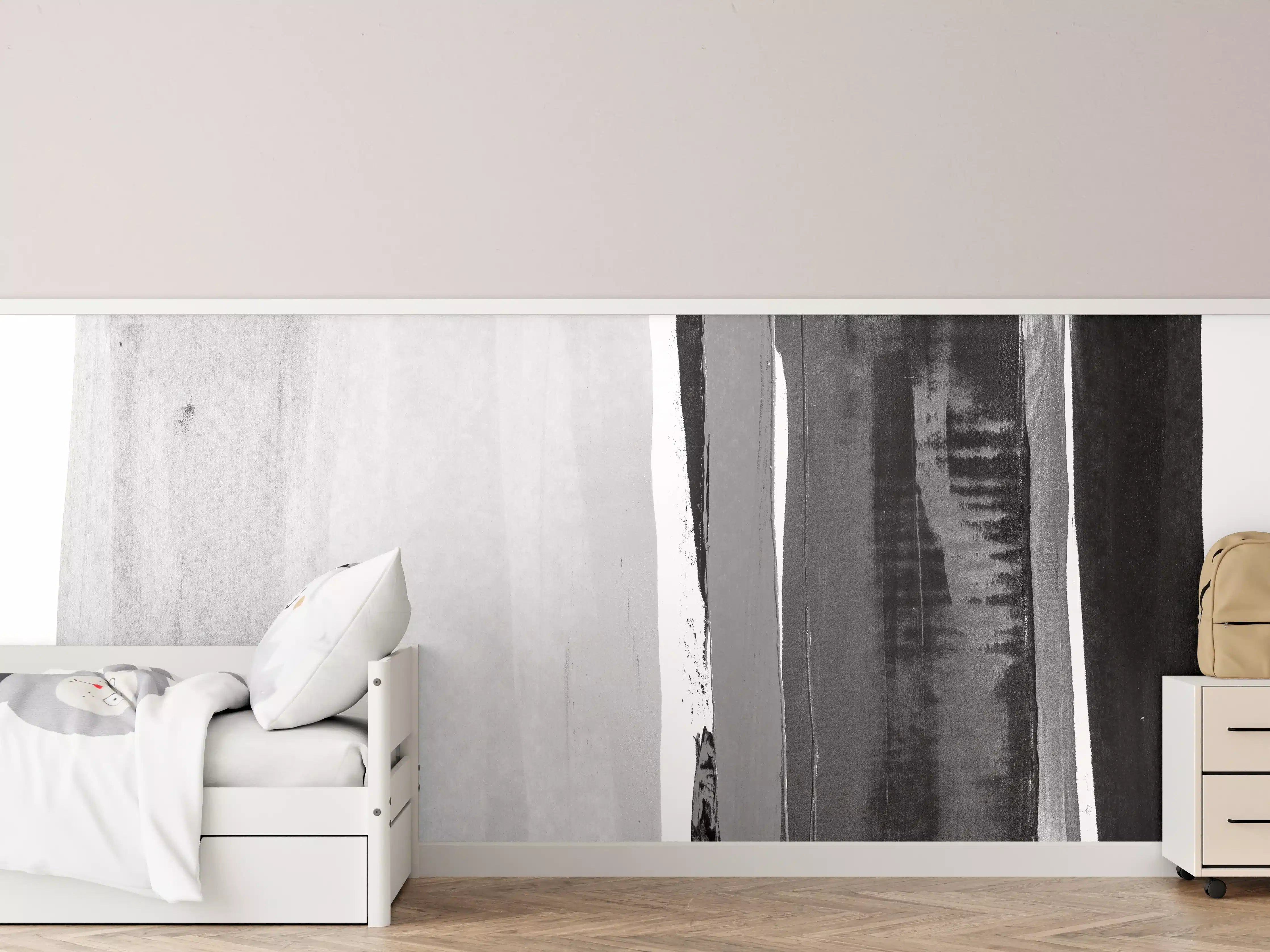 Kinderzimmer Wandgestaltung - Monochrome Aquarell-Striche
