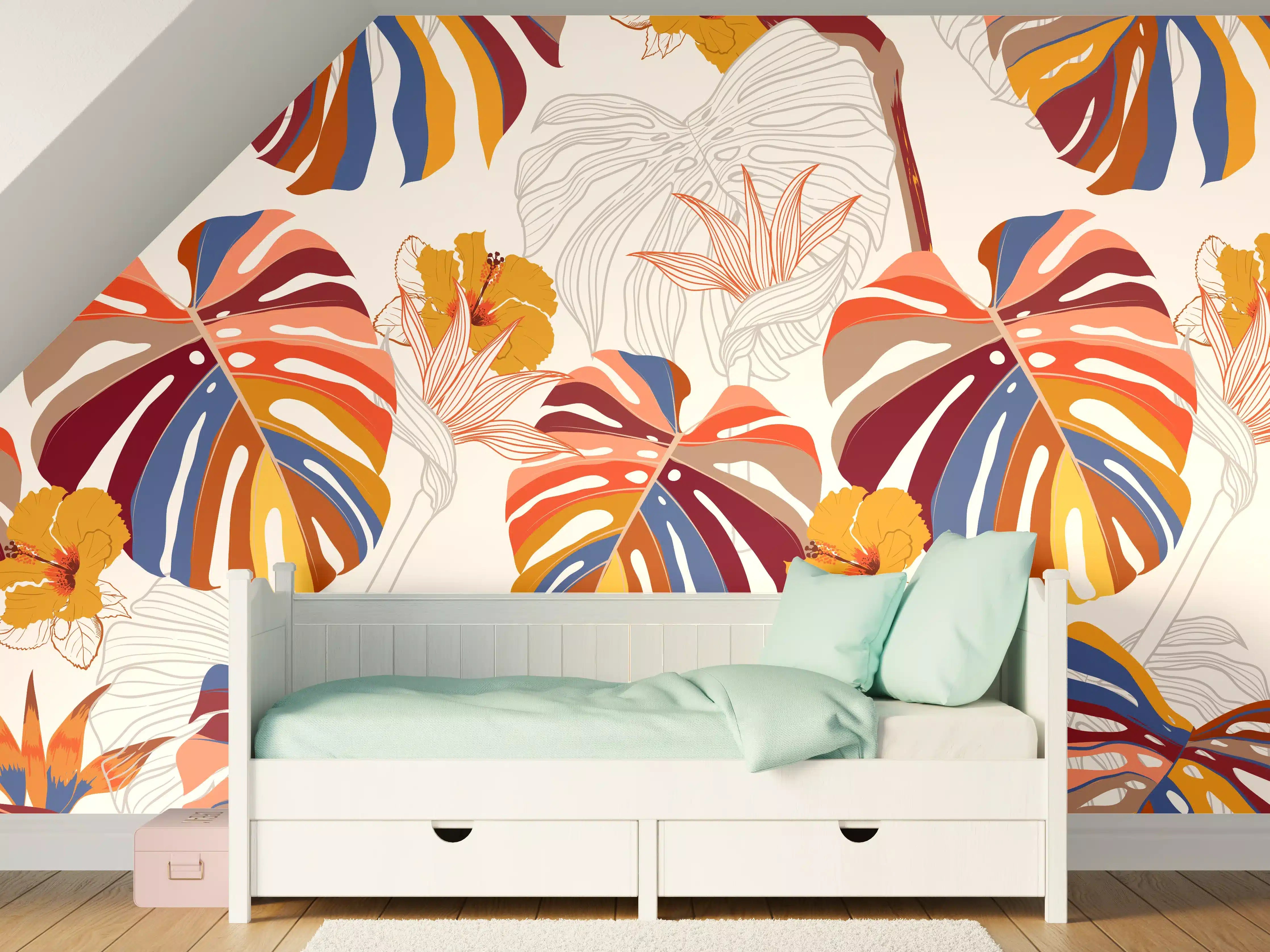 Kinderzimmer Wandgestaltung - Monstera Sunkiss Tropic