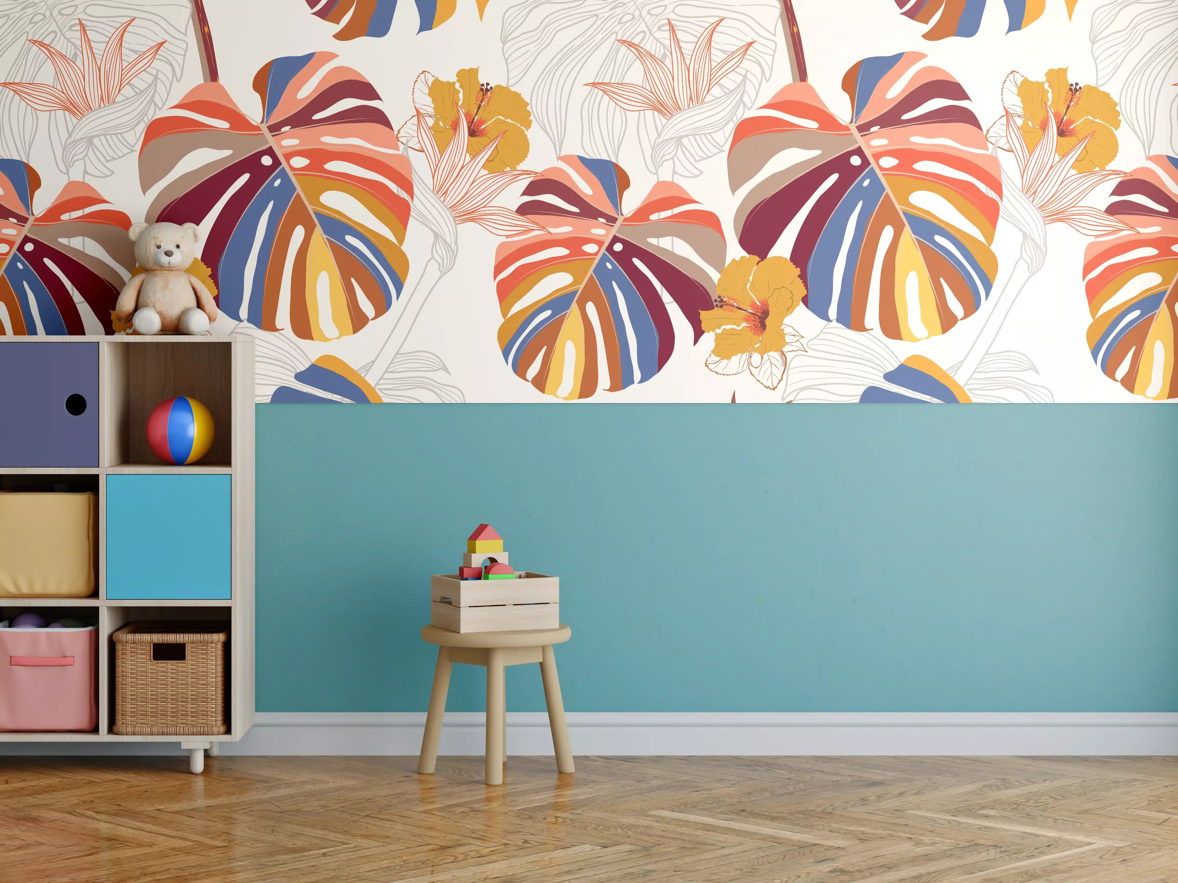 Kinderzimmer Wandgestaltung - Monstera Sunkiss Tropic