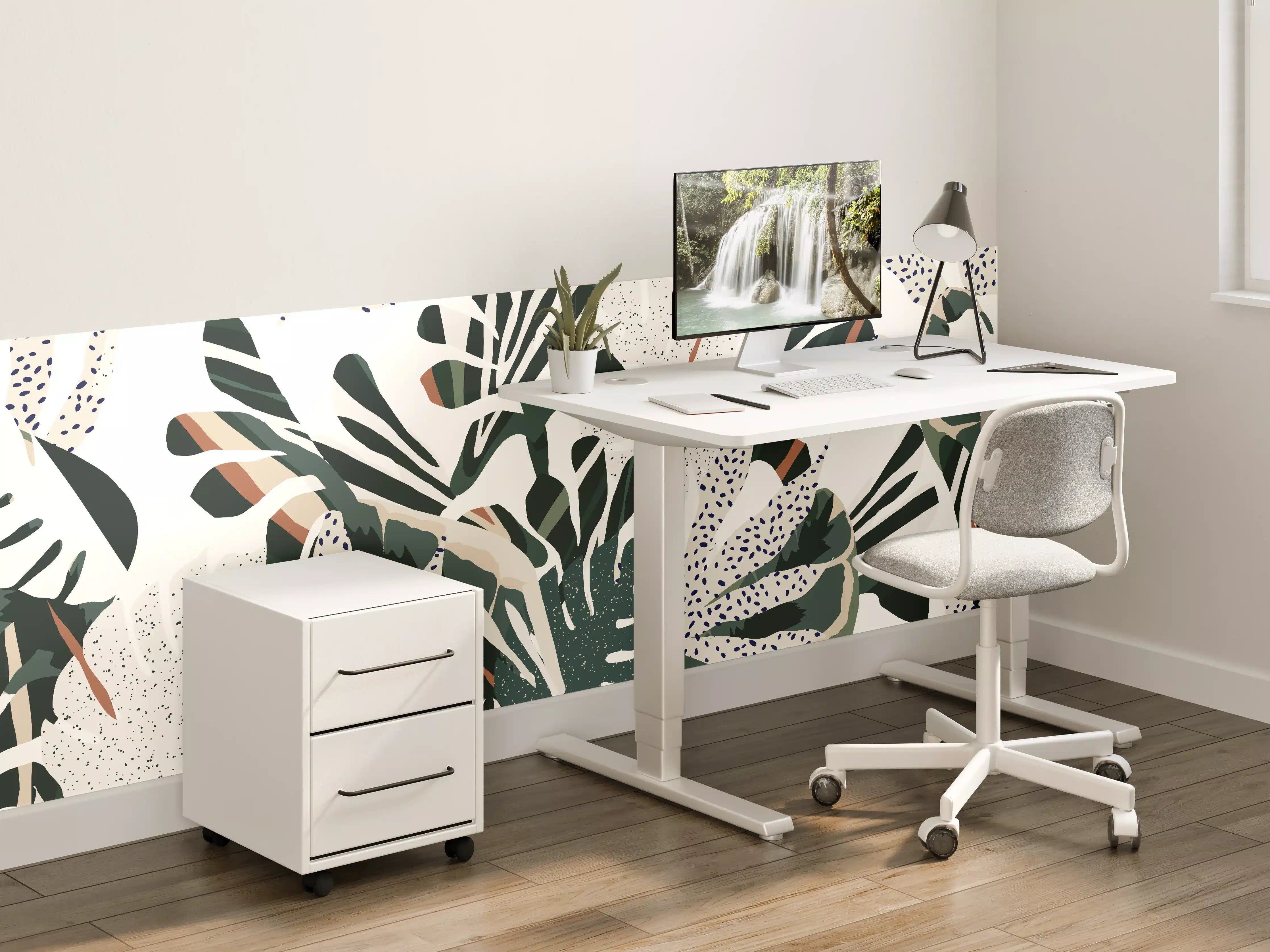 Kinderzimmer Wandgestaltung - Monstera Tropic Grün-Beige