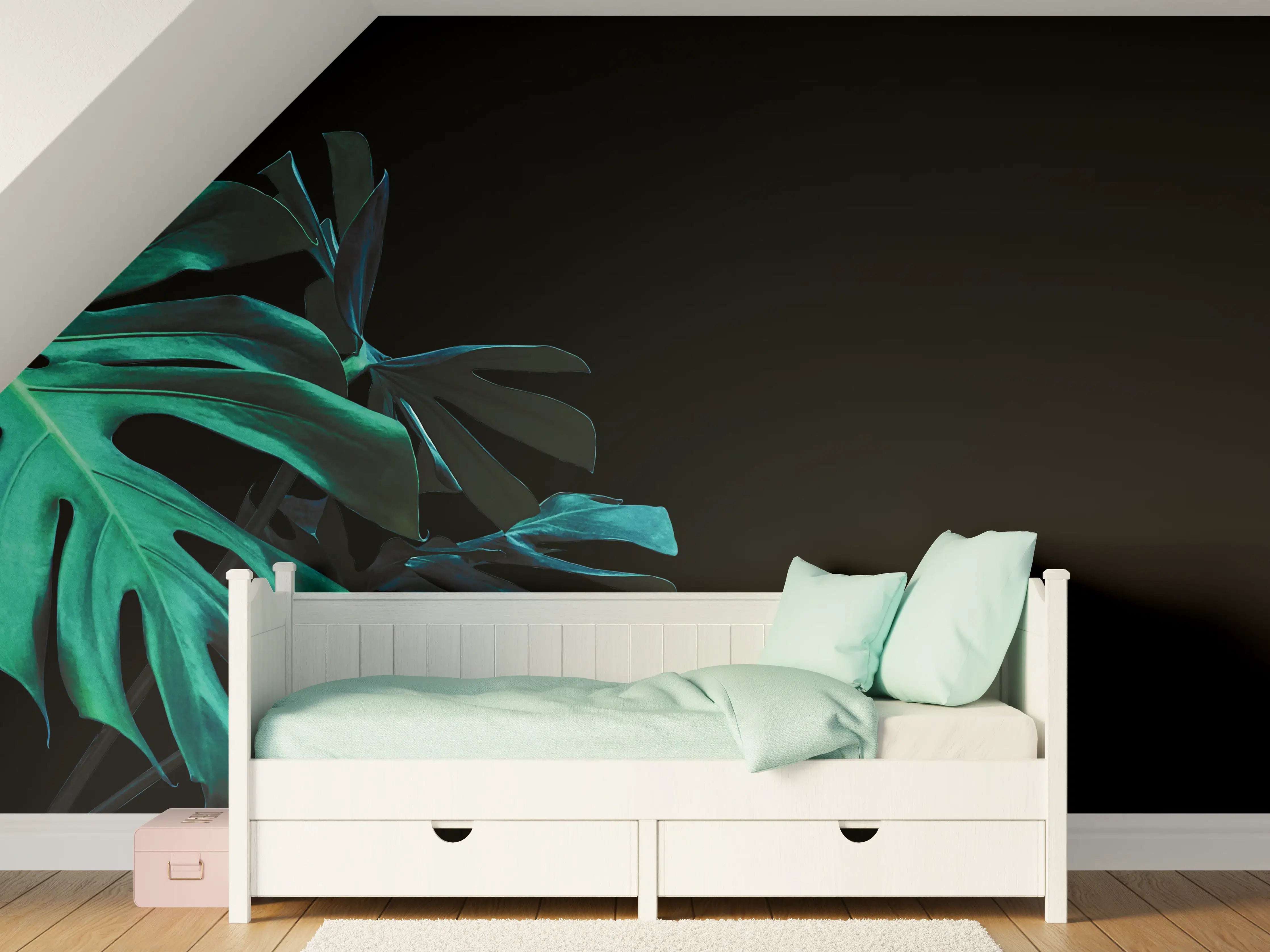 Kinderzimmer Wandgestaltung - Monstera deliciosa - tropische Blätter