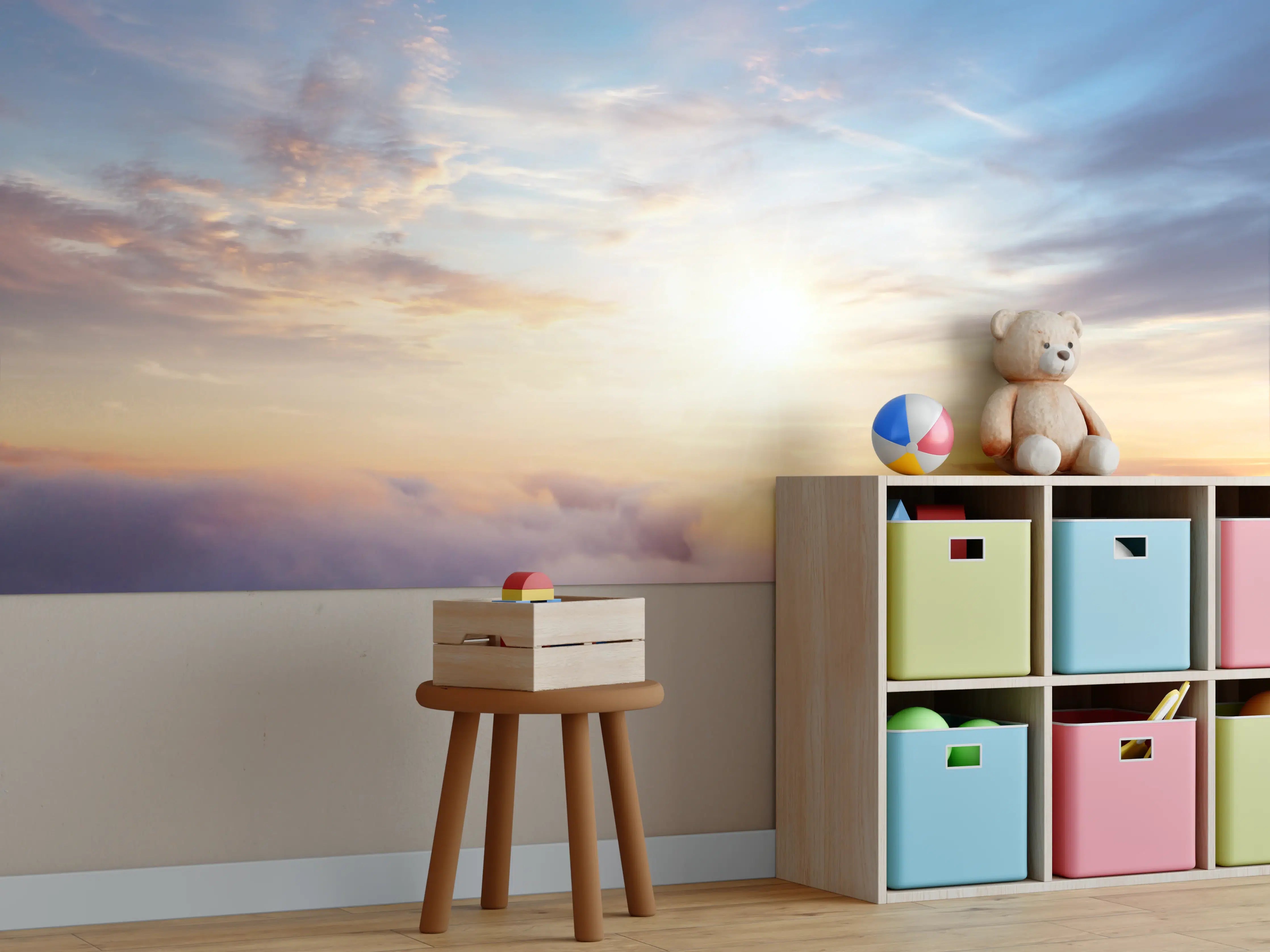 Kinderzimmer Wandgestaltung - Morgendämmerung Wolken Himmel