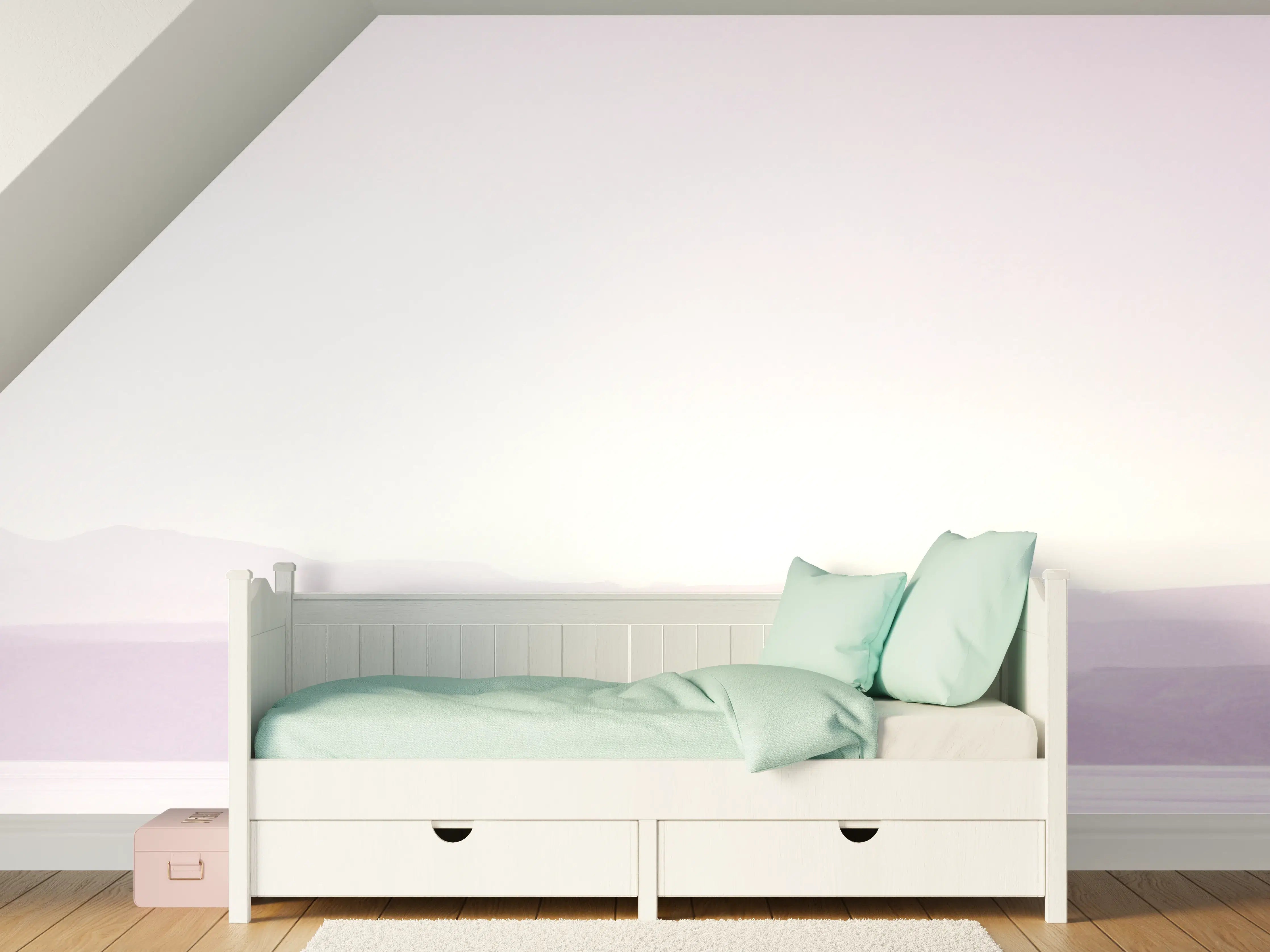 Kinderzimmer Wandgestaltung - Morgendämmerung mit Baum und Meer