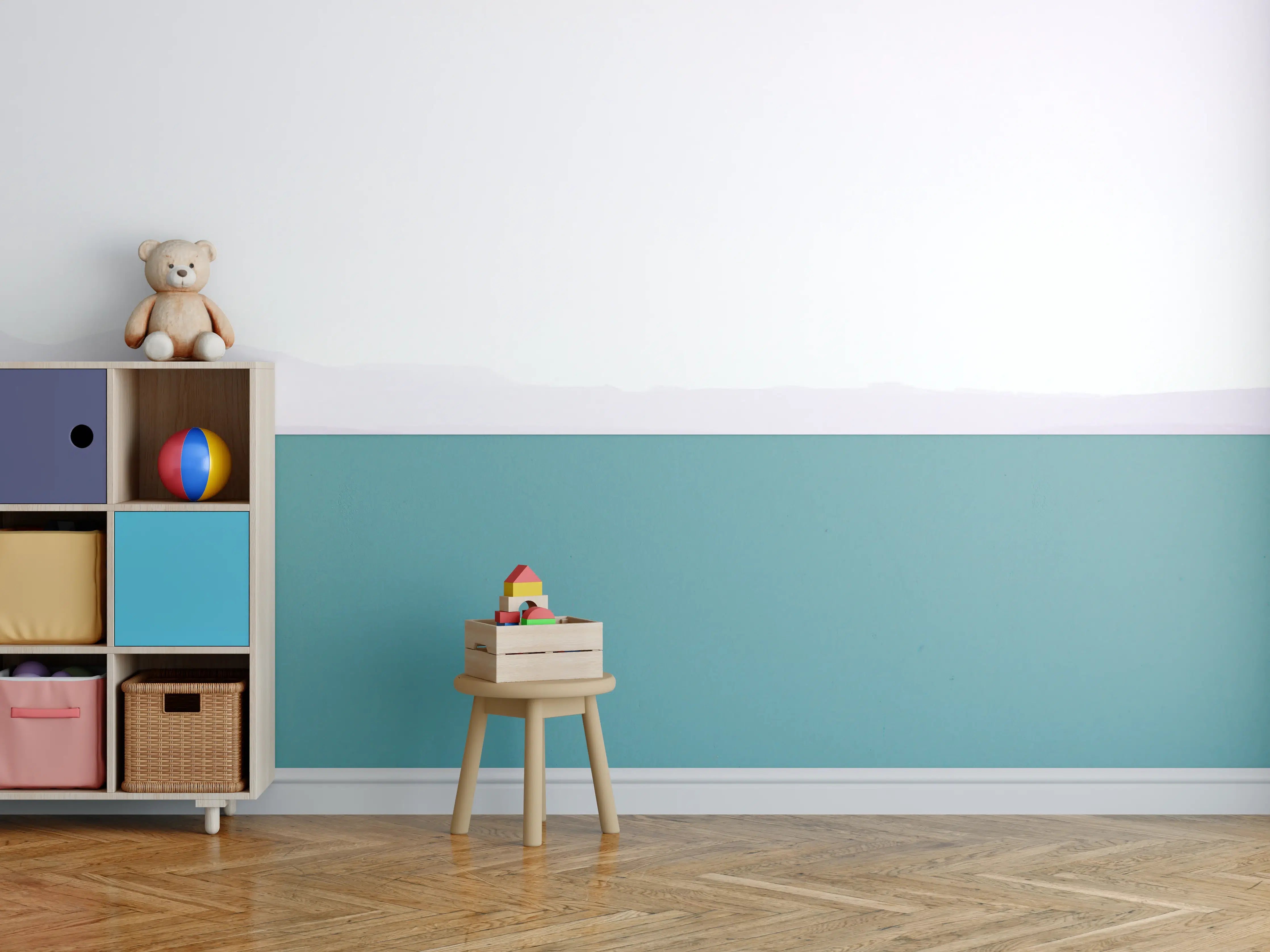 Kinderzimmer Wandgestaltung - Morgendämmerung mit Baum und Meer