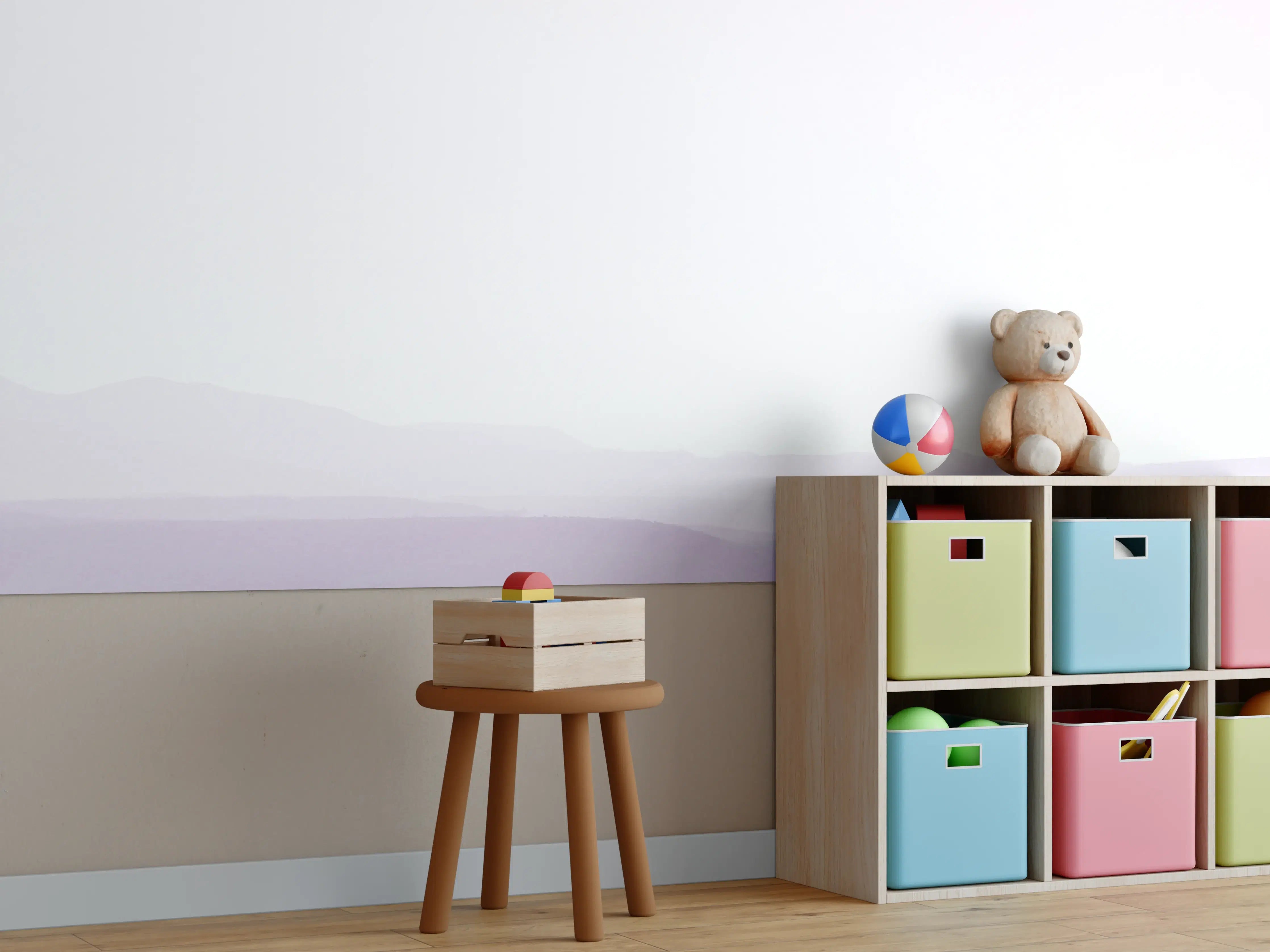 Kinderzimmer Wandgestaltung - Morgendämmerung mit Baum und Meer