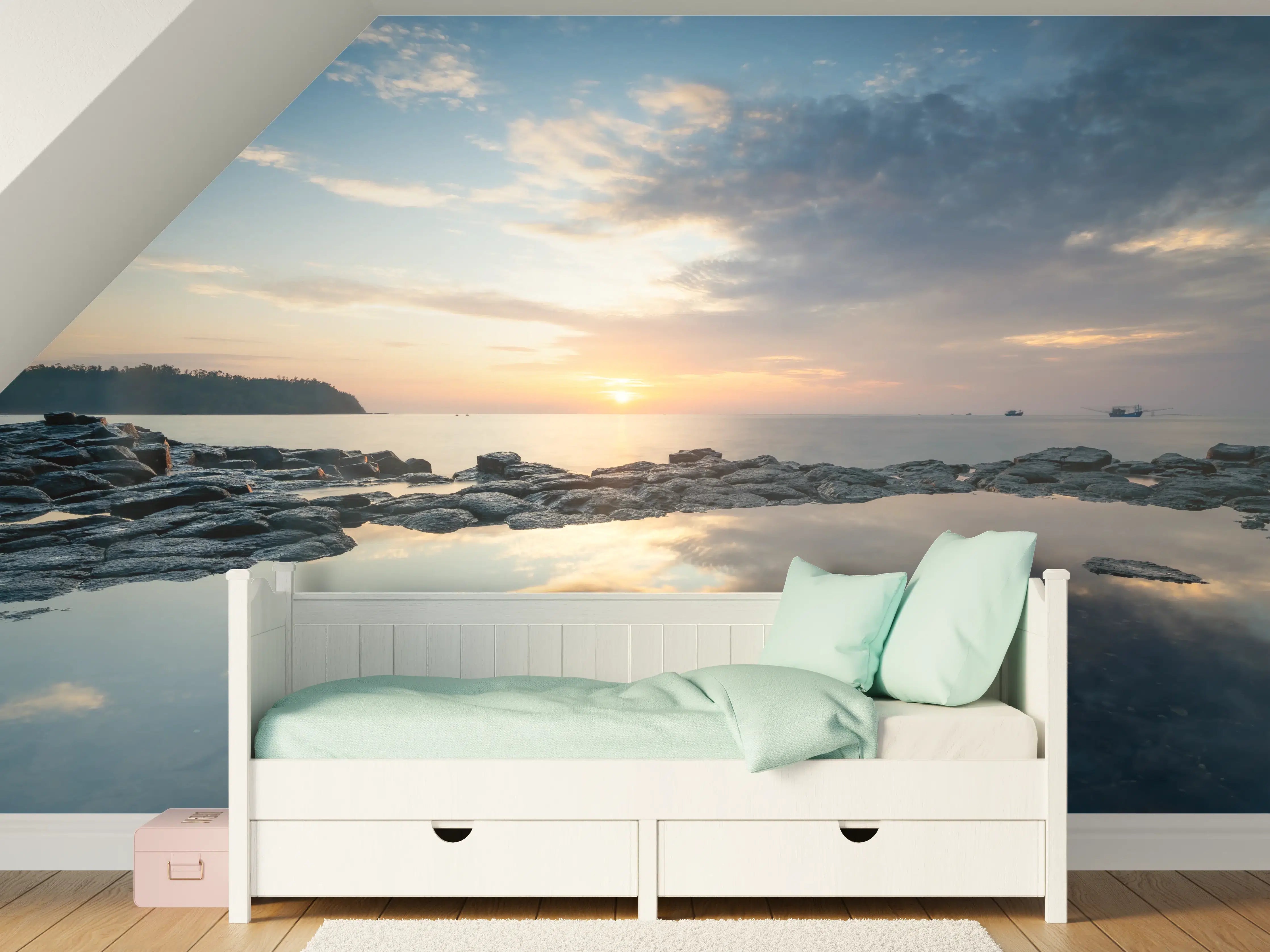 Kinderzimmer Wandgestaltung - Morgenglanz im Grauwasser