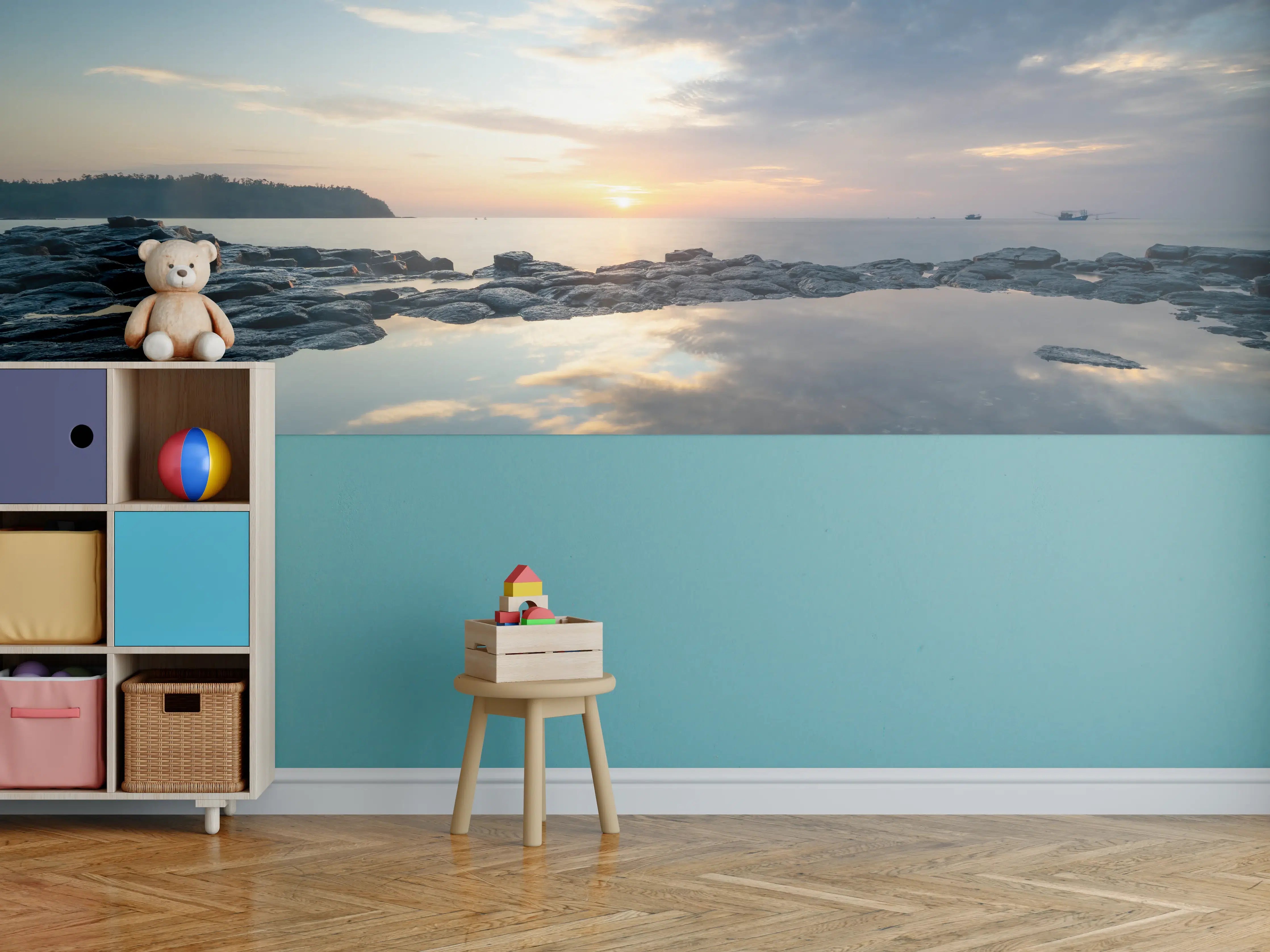 Kinderzimmer Wandgestaltung - Morgenglanz im Grauwasser