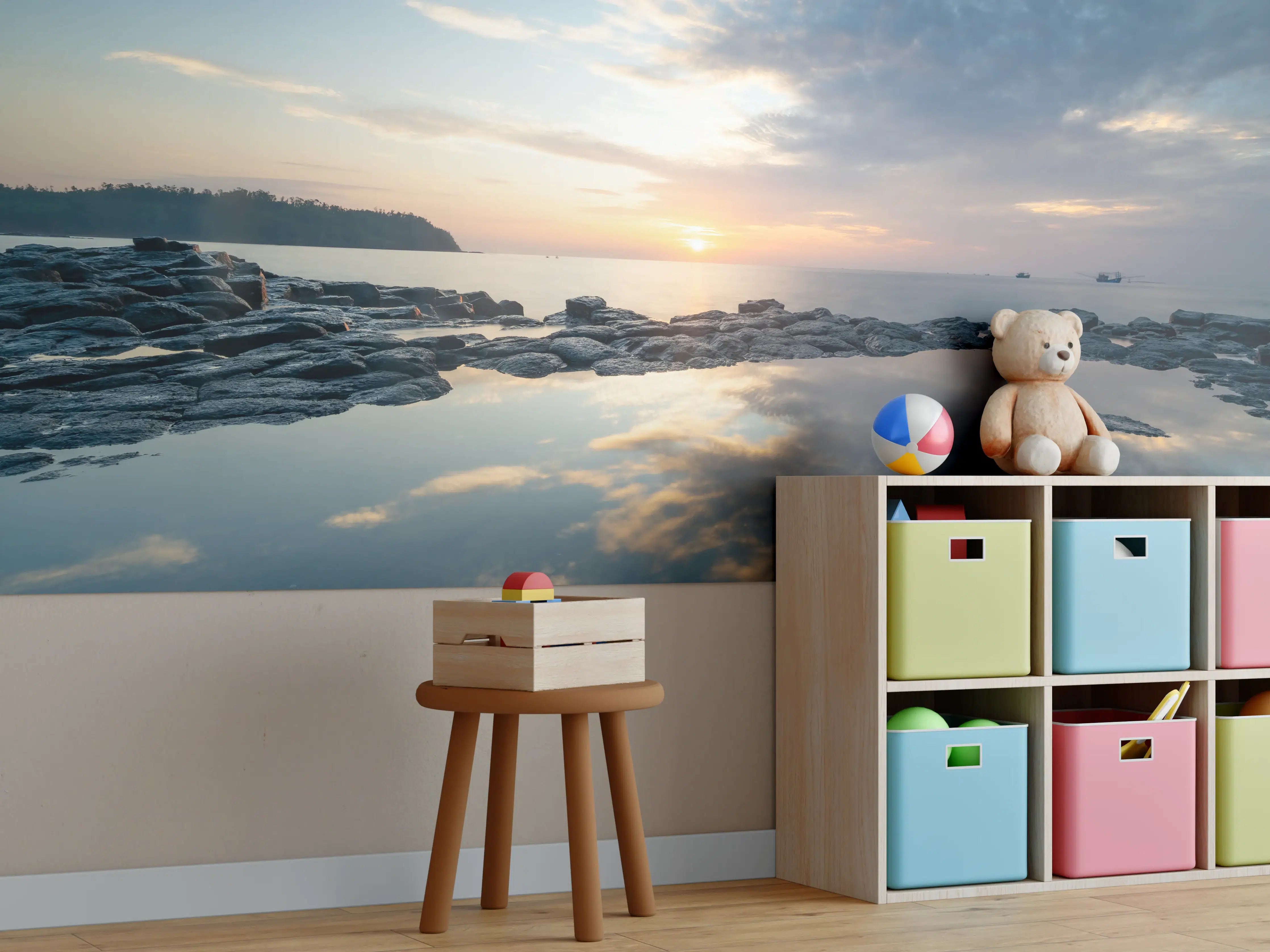 Kinderzimmer Wandgestaltung - Morgenglanz im Grauwasser