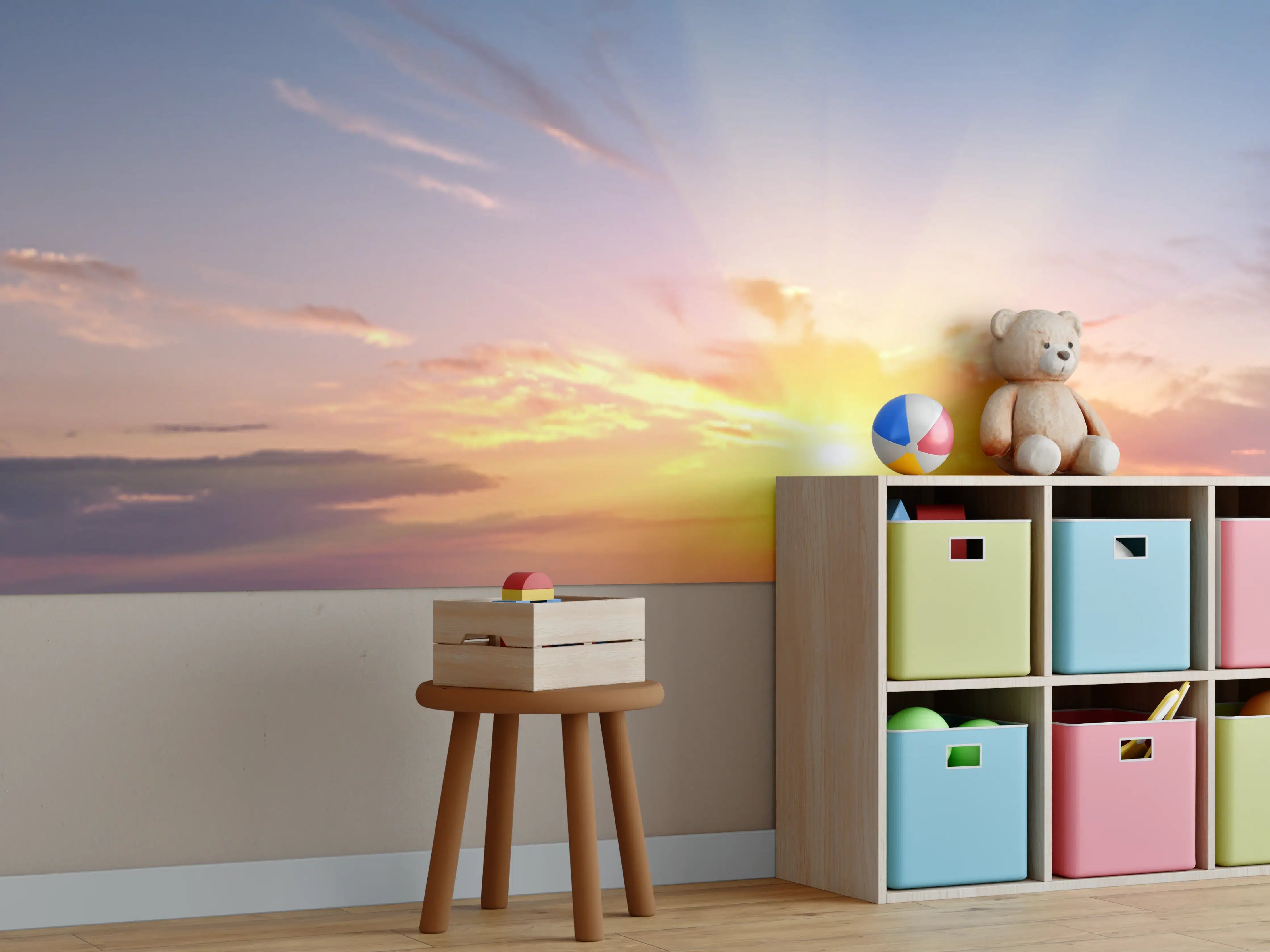Kinderzimmer Wandgestaltung - Morgengrauen in Weiß