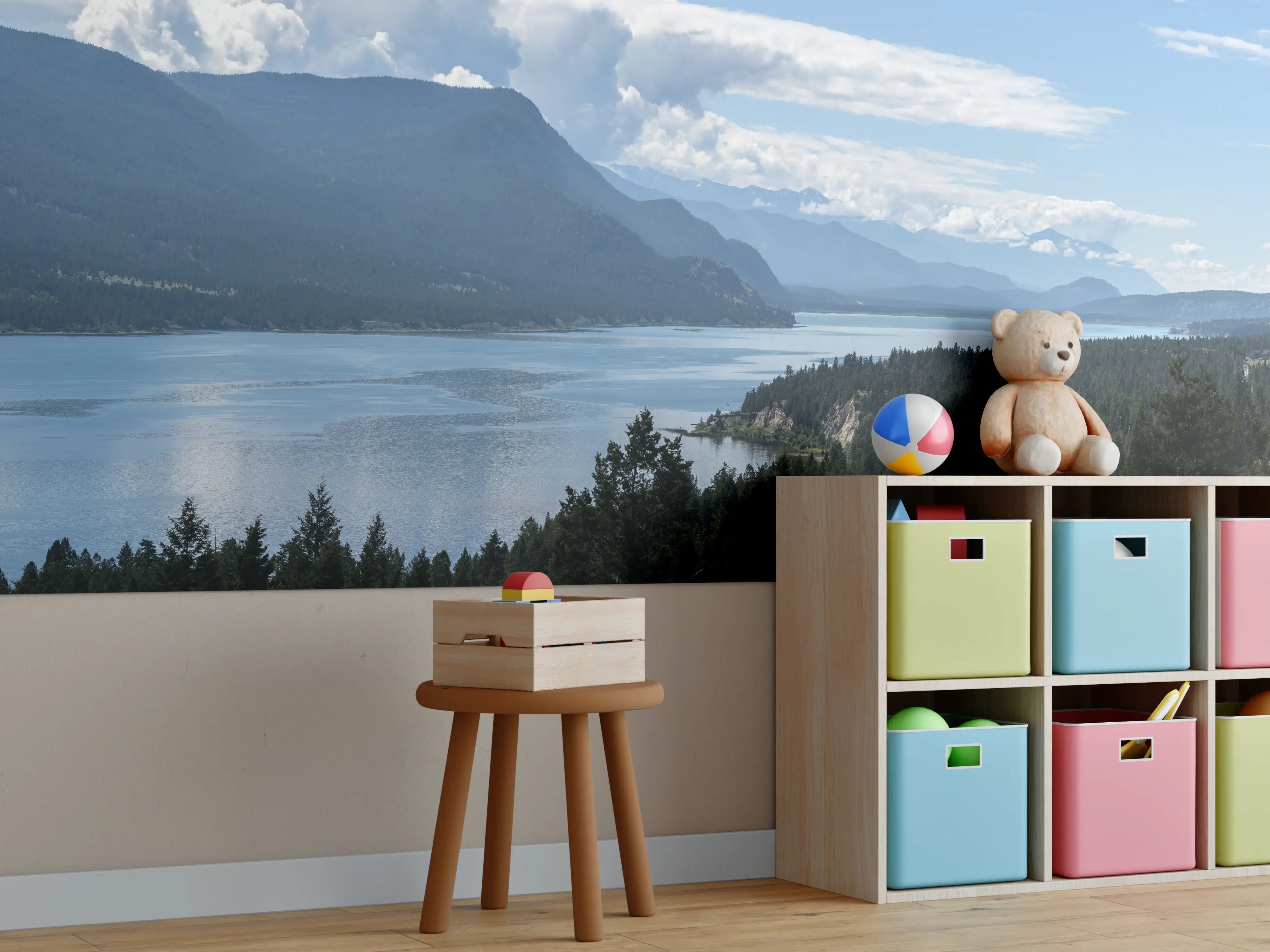 Kinderzimmer Wandgestaltung - Morgennebel über den Gipfeln des Fairmont Ridge