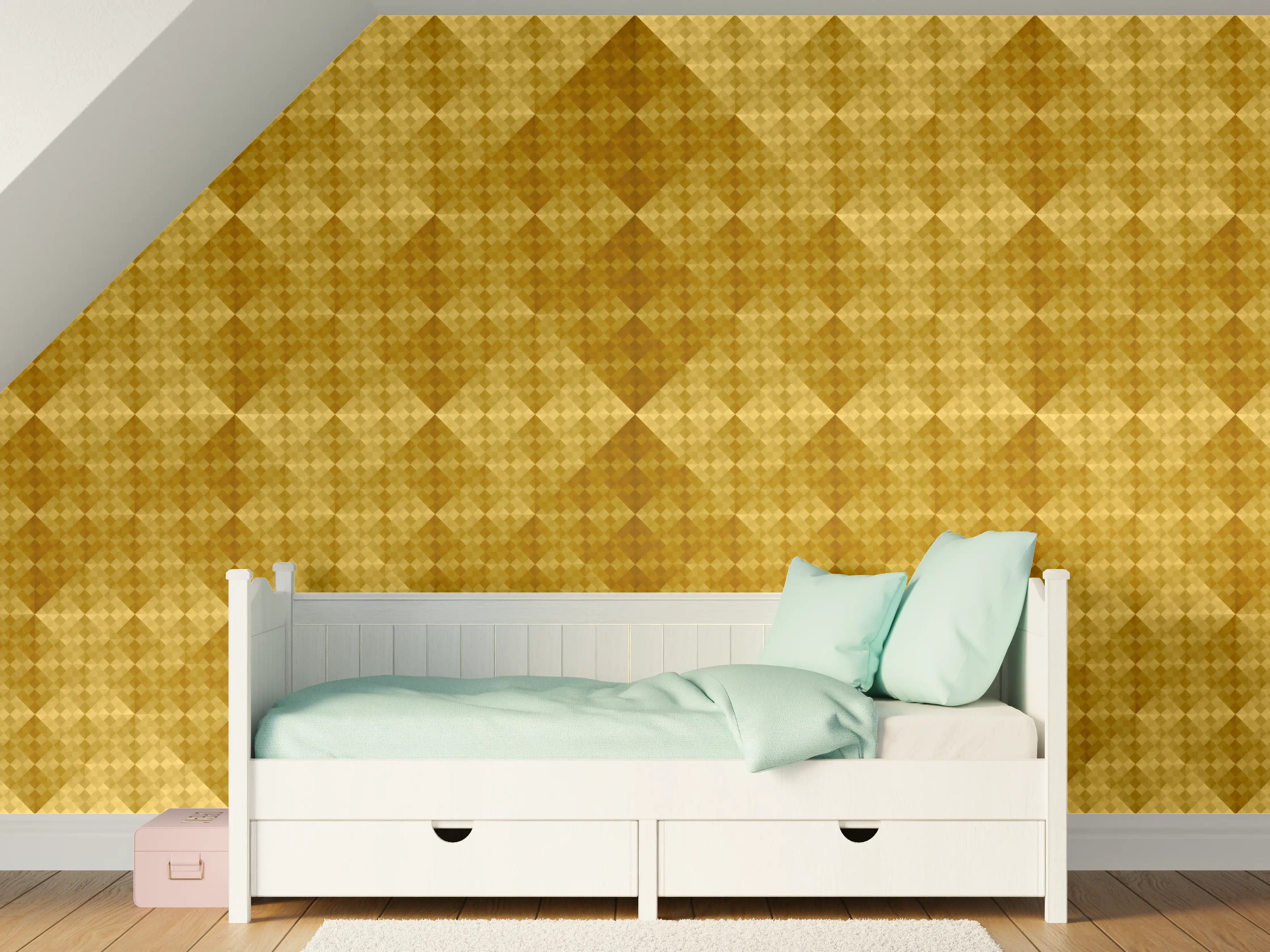 Kinderzimmer Wandgestaltung - Mosaik Motiv - Goldfolie
