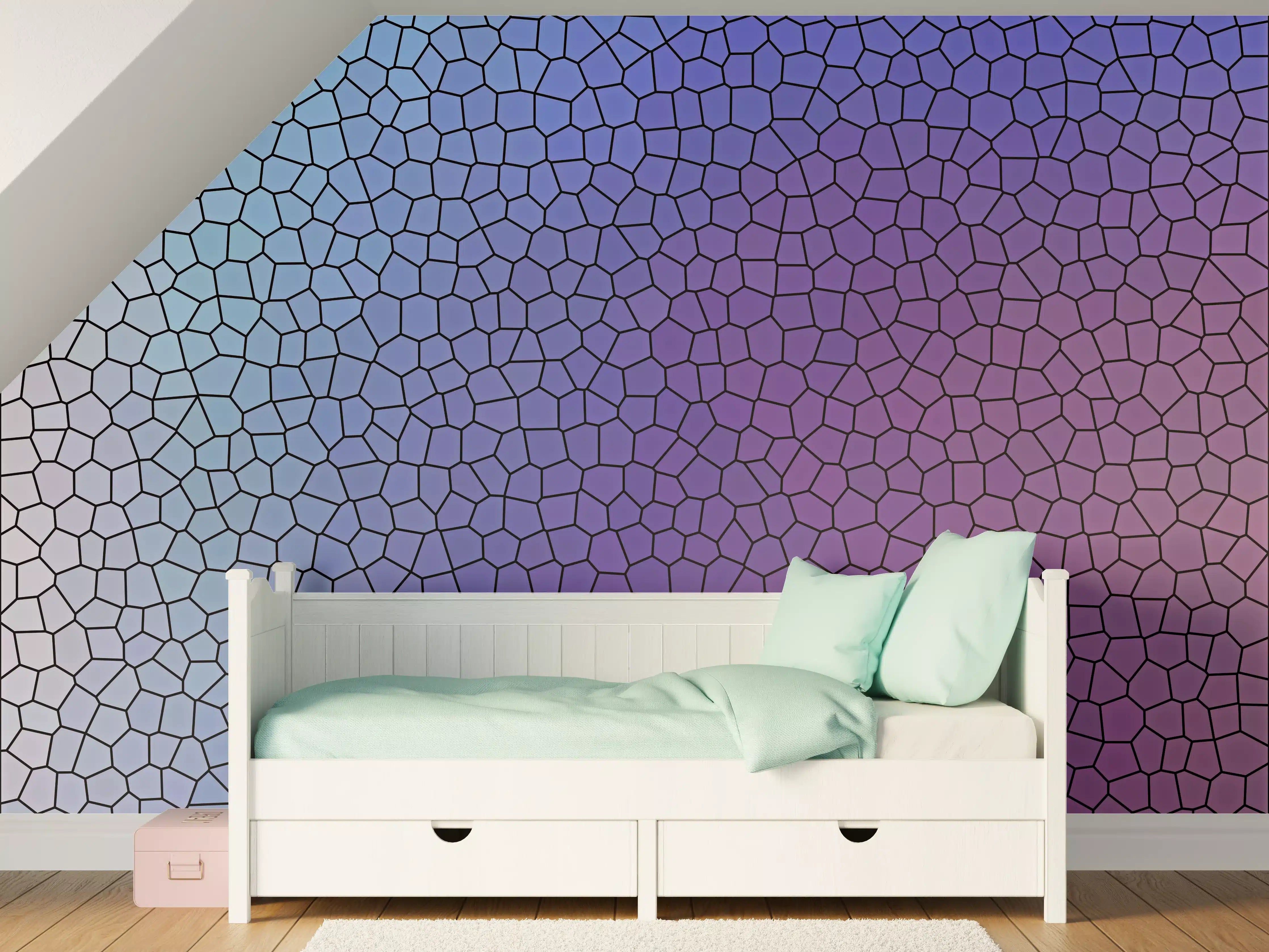 Kinderzimmer Wandgestaltung - Mosaik mit lila-bläulichem Übergang