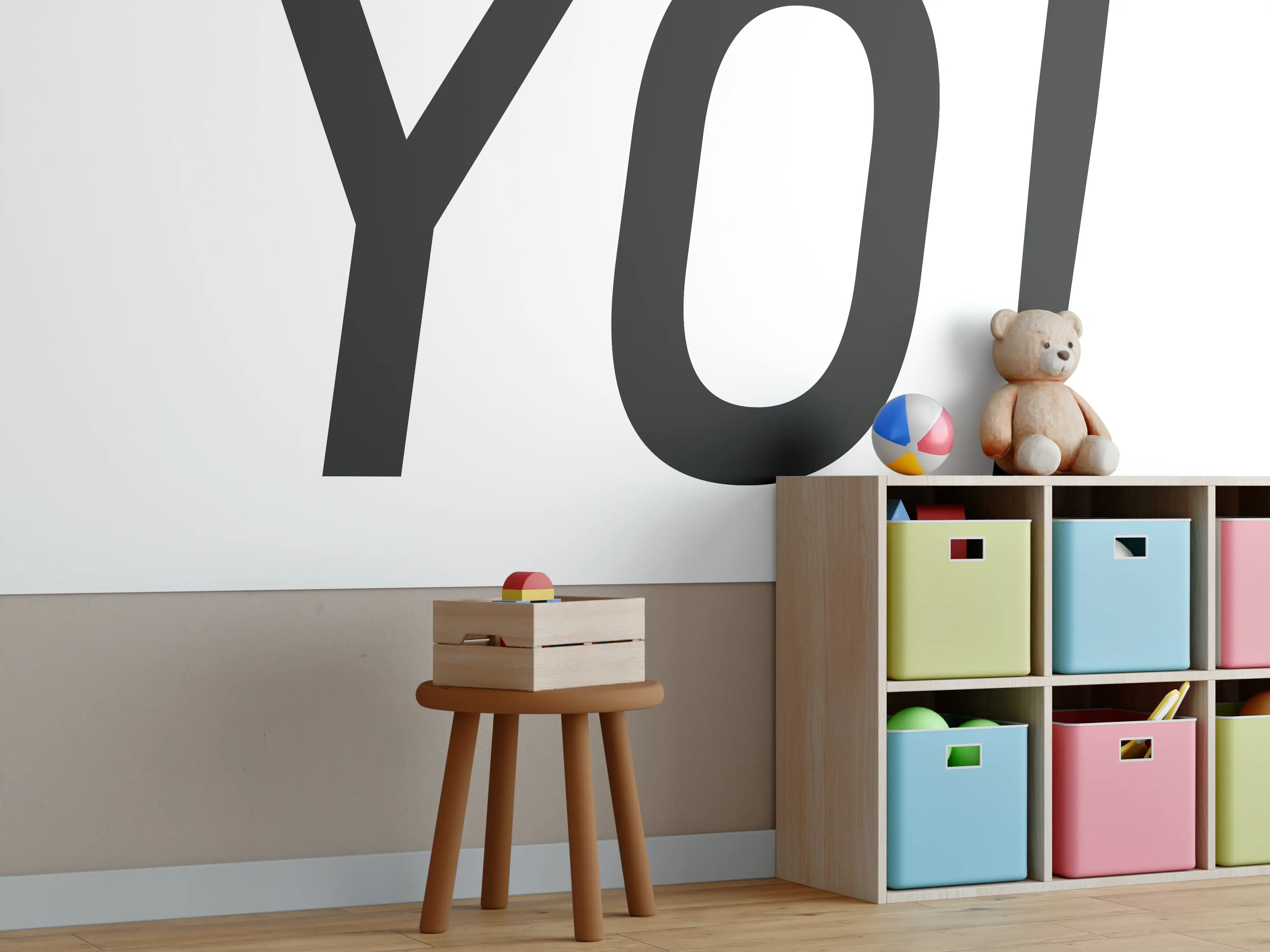 Kinderzimmer Wandgestaltung - Motivational 'YO!' Schwarz-Weiß-Design