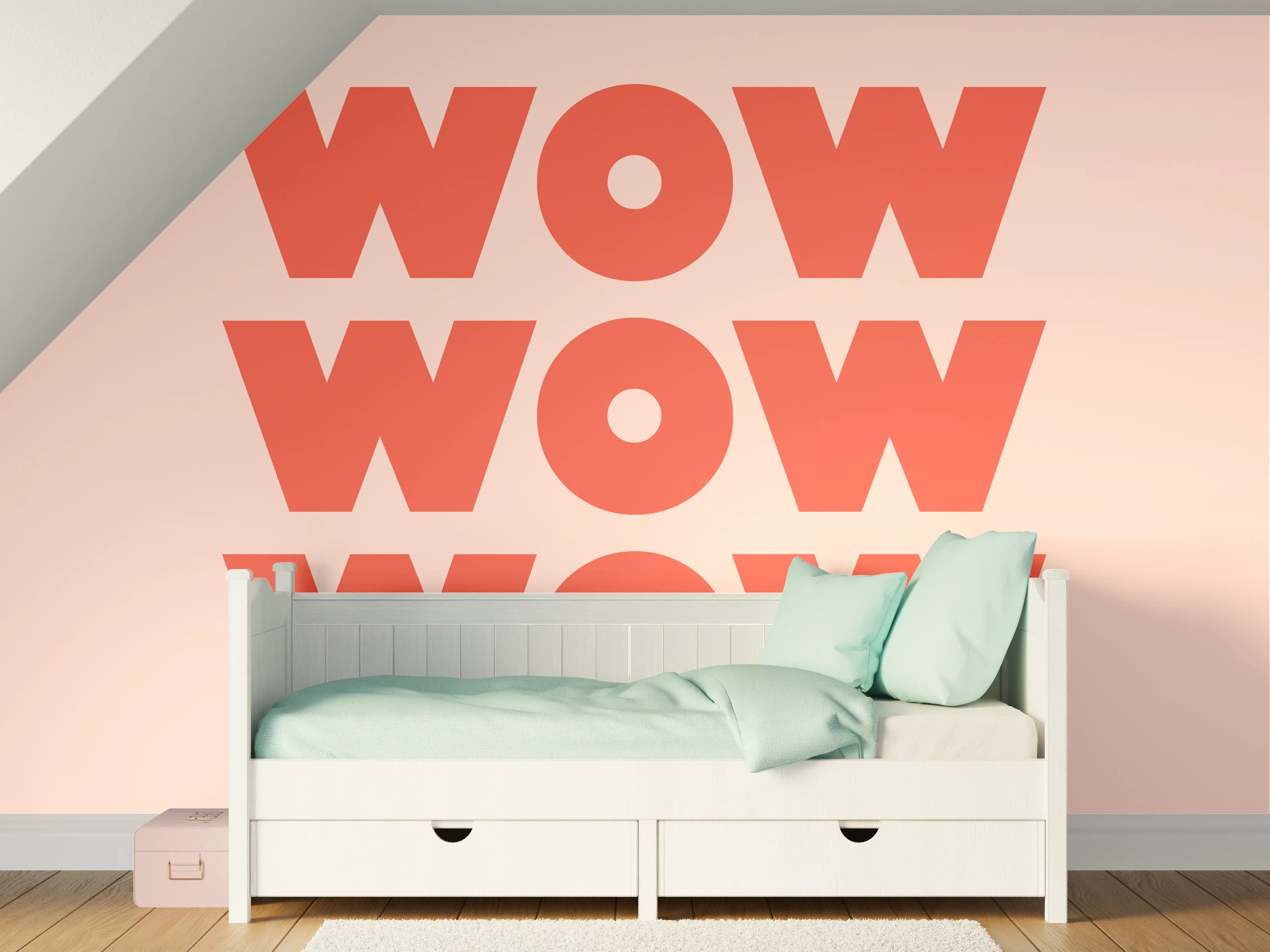 Kinderzimmer Wandgestaltung - Motivationaler 'WOW' Typografie-Print