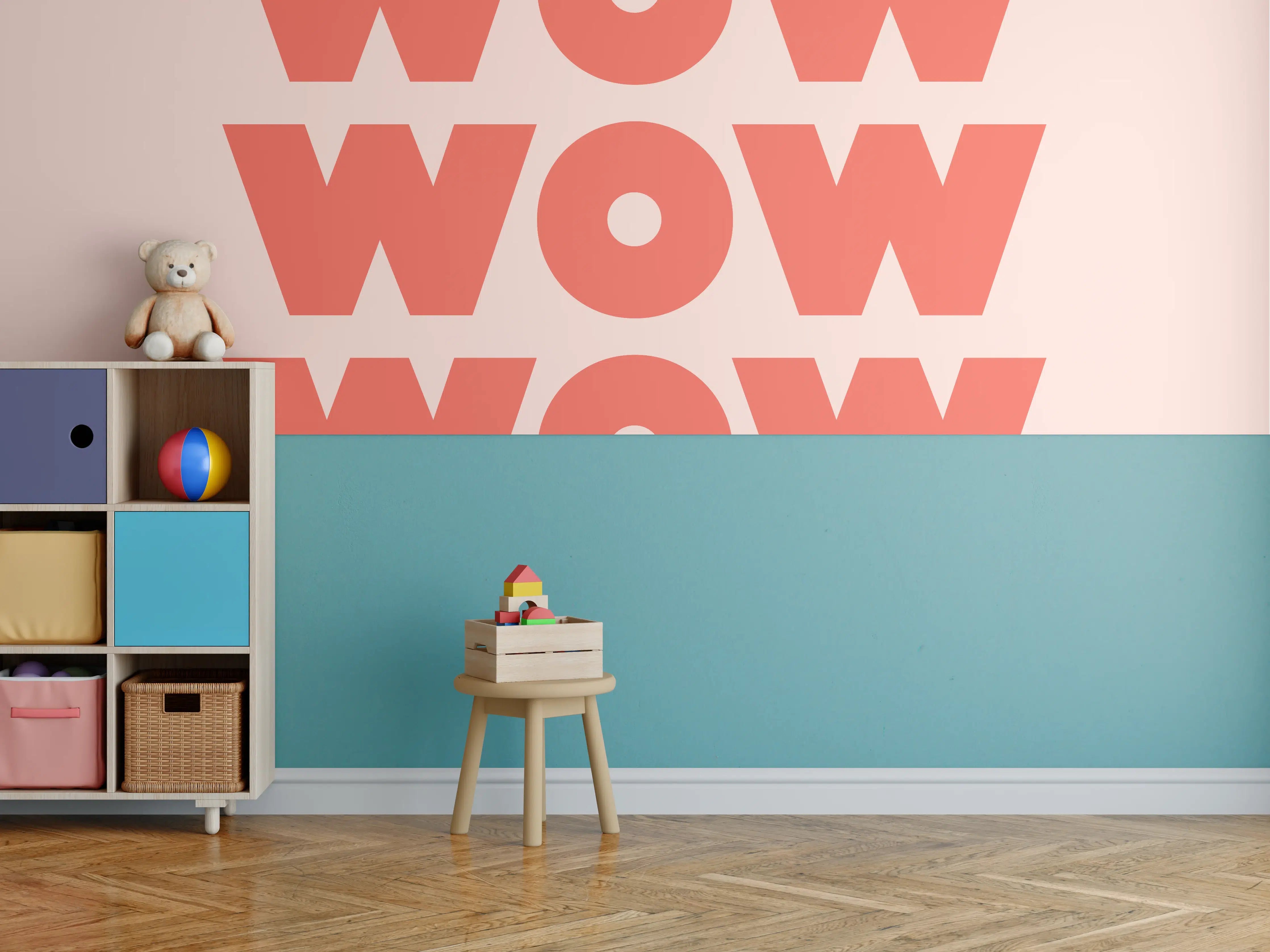 Kinderzimmer Wandgestaltung - Motivationaler 'WOW' Typografie-Print